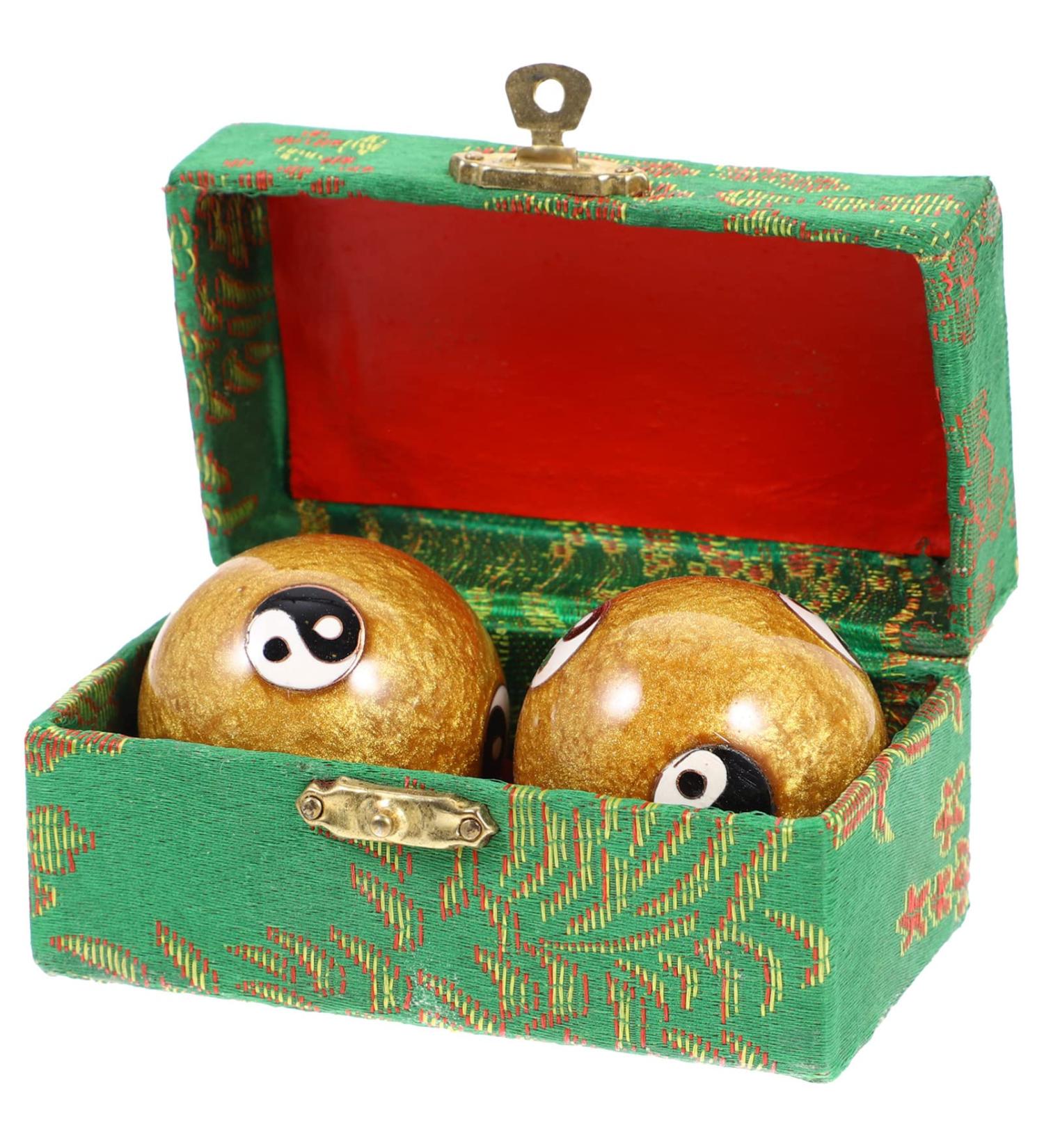 Gleavi 2st Massage Balls - Baoding Balls for Foot Coaching & Asian Meditation | Cloisonn Metal Box - Improve Wellness & Relaxation - Buy Online on GoSupps.com