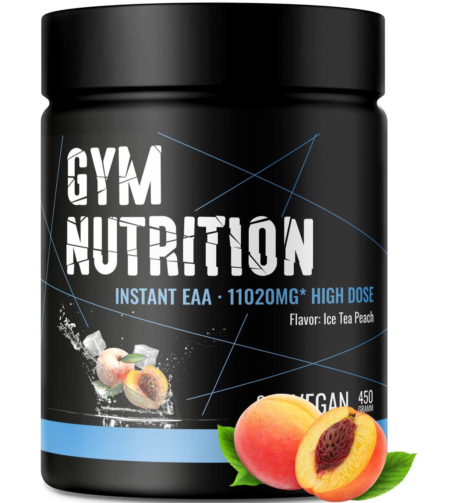 Premium EAA Powder - High Dose All 8 Essential Amino Acids | Vegan BCAA Complex | Ice Tea Peach Flavor - International Shipping - Buy Online on GoSupps.com