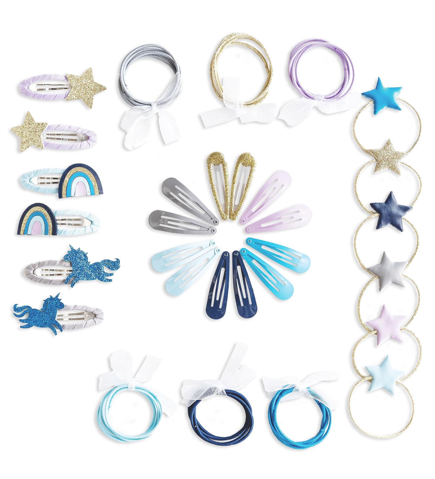 Paper dragon special 48 hair clips and hair tie in many colors - durable and robust - children's spectrums with glitter and fabric cover - hair accessories * unicorn * - for long and fine hair
