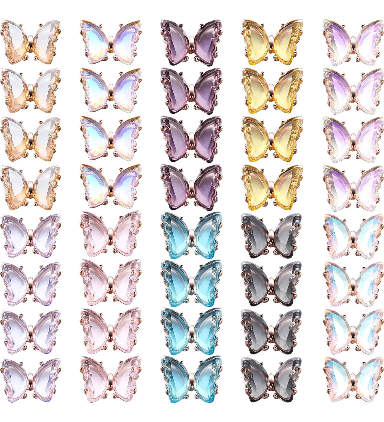 50 Pieces 3D Butterfly Style Nail Charms - Rhinestones, Diamonds, Glass Crystals - Nail Art Accessories - Buy Online on GoSupps.com