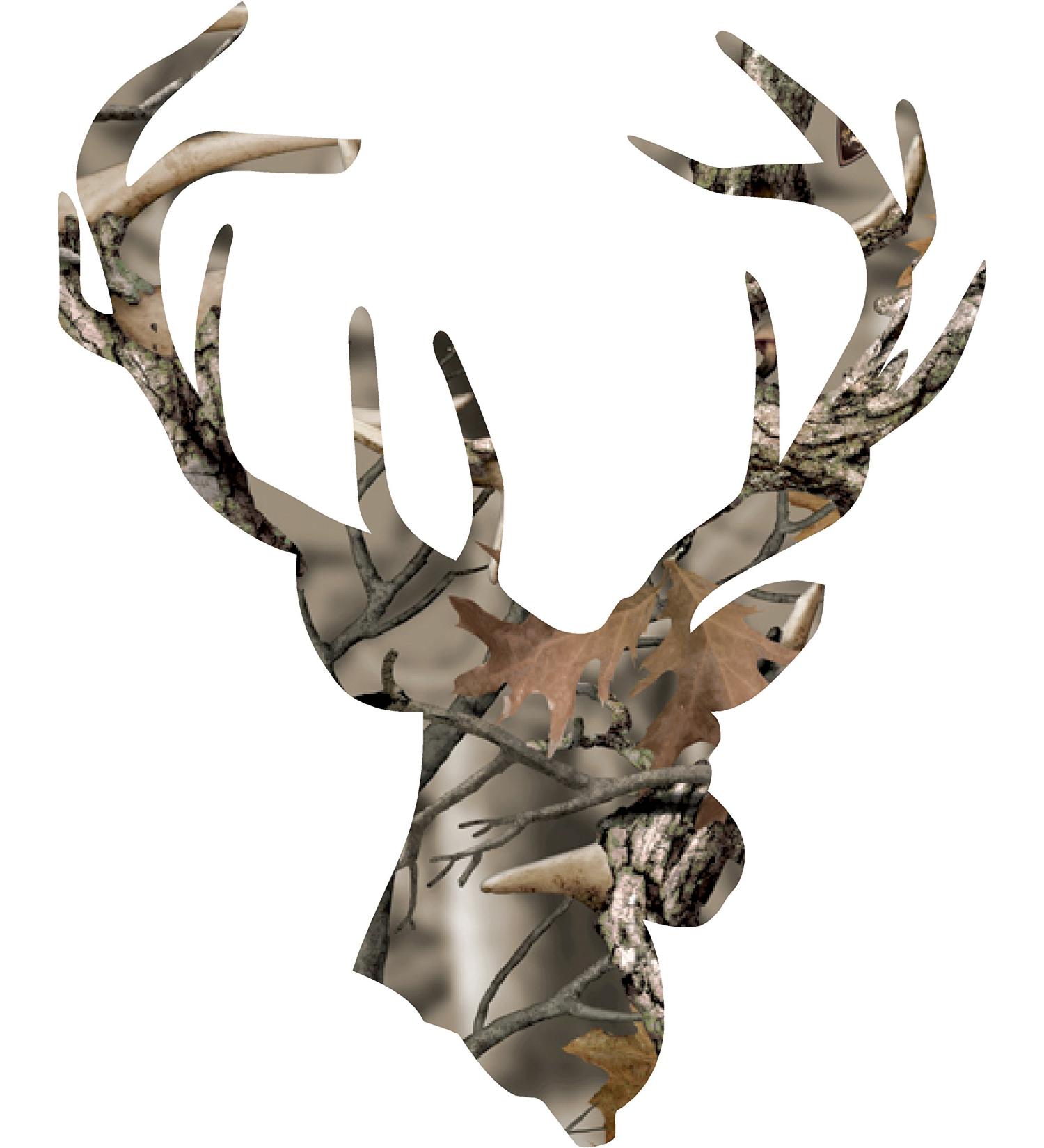 Camo Deer Head with Antlers Sticker