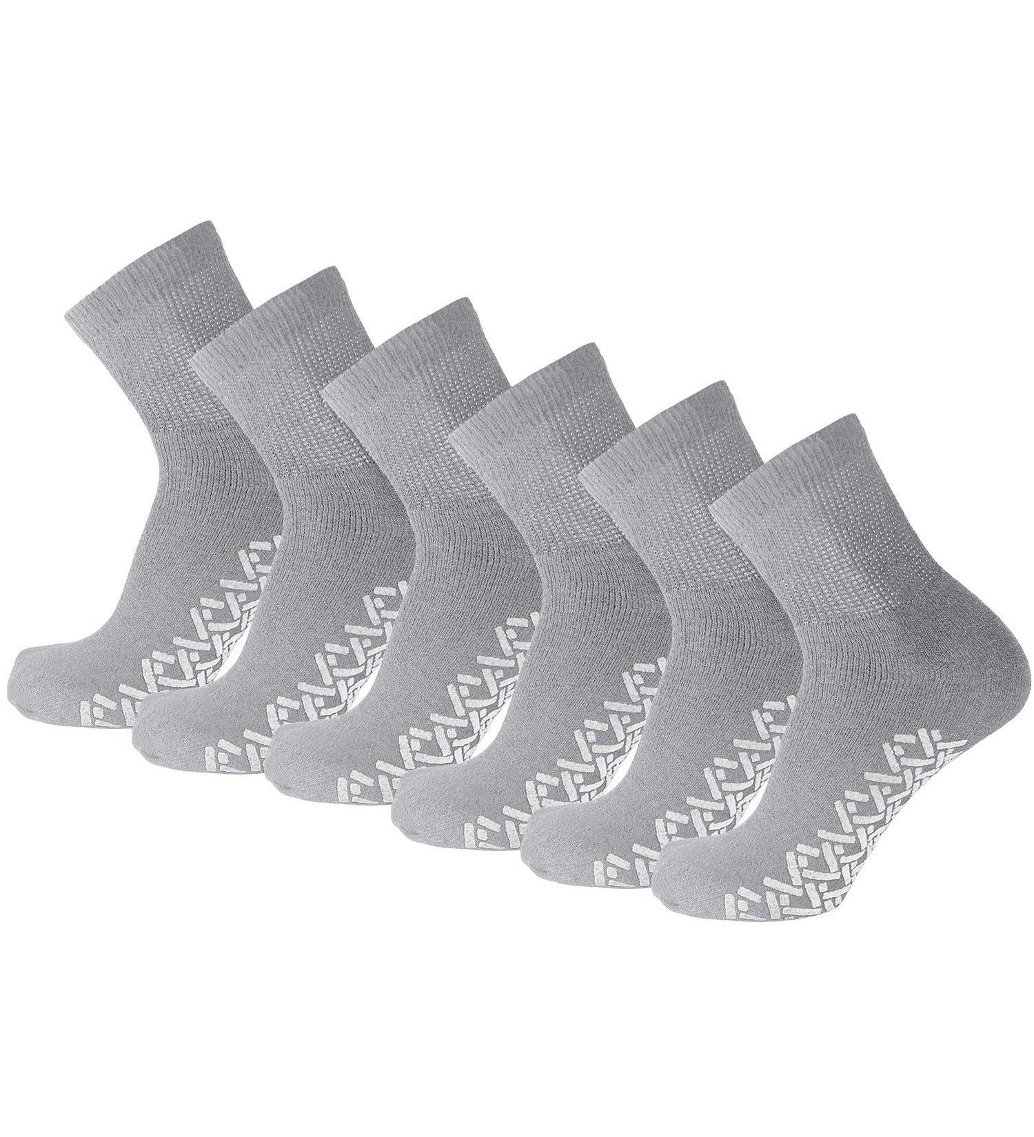 Non-Skid Diabetic Cotton Quarter Socks | 6 Pairs, Grey, Size 10-13 (Medium) - Buy Online on GoSupps.com