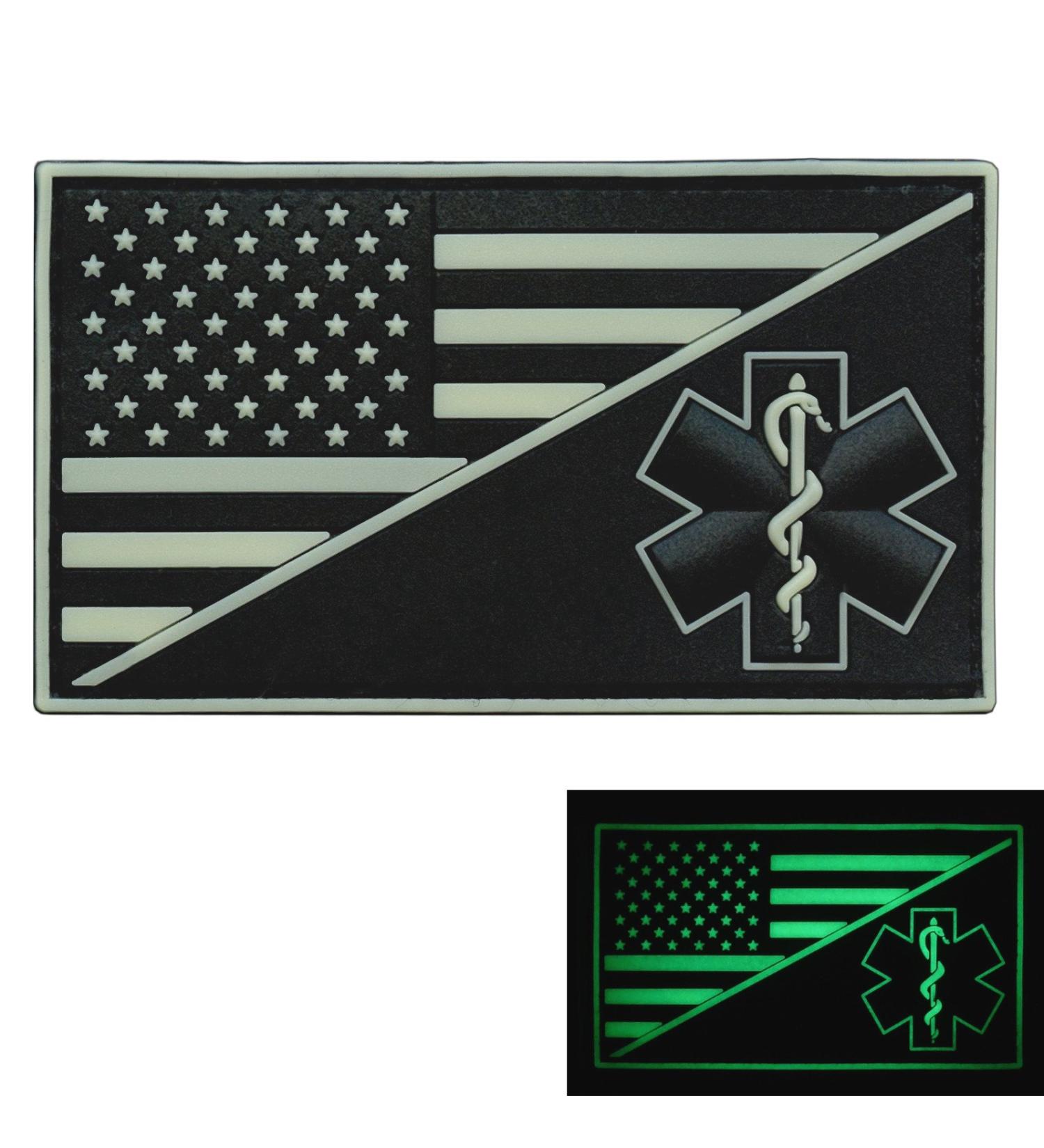 Glow Dark USA American Flag EMS EMT Paramedic Tactical Morale Patch - Buy Online on GoSupps.com