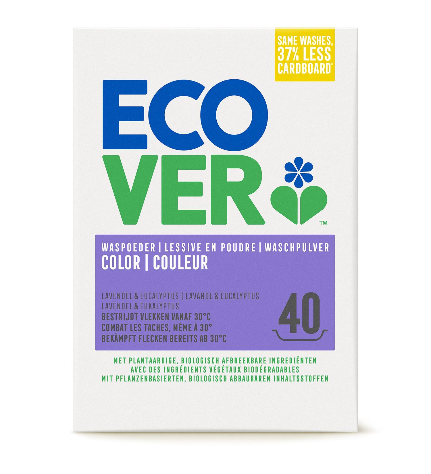 Ecover Color Washing Powder Concentrate Lavender 3kg - Eco-Friendly Detergent for Natural Colored Clothing (40 Wash Loads) - Buy Online on GoSupps.com
