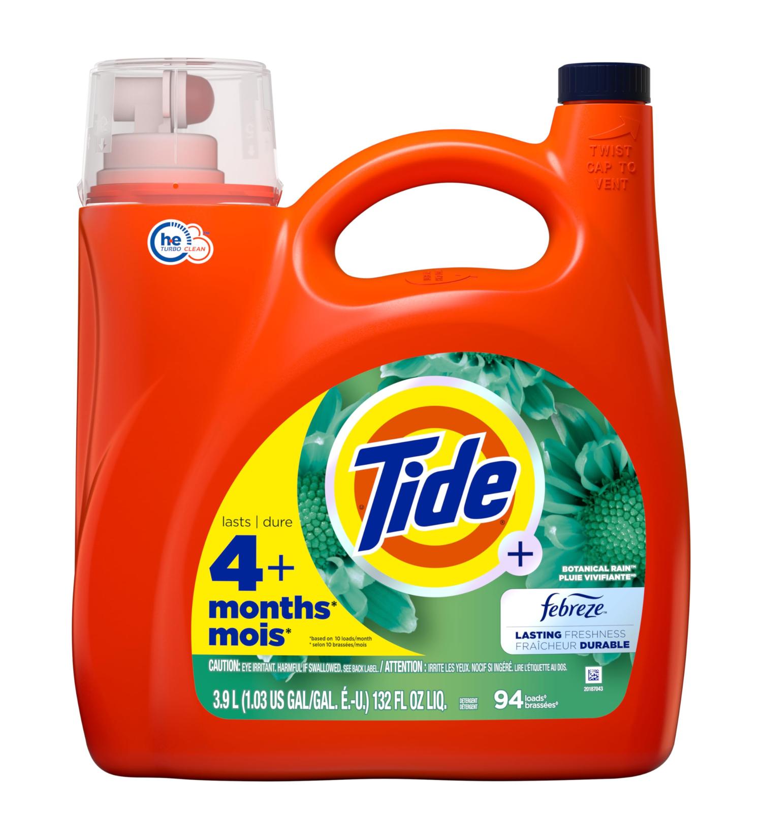 Tide Plus Febreze Freshness HE Turbo Clean Laundry Detergent - Botanical Rain Scent 132 fl oz 94 Loads | Shop Internationally - Buy Online on GoSupps.com