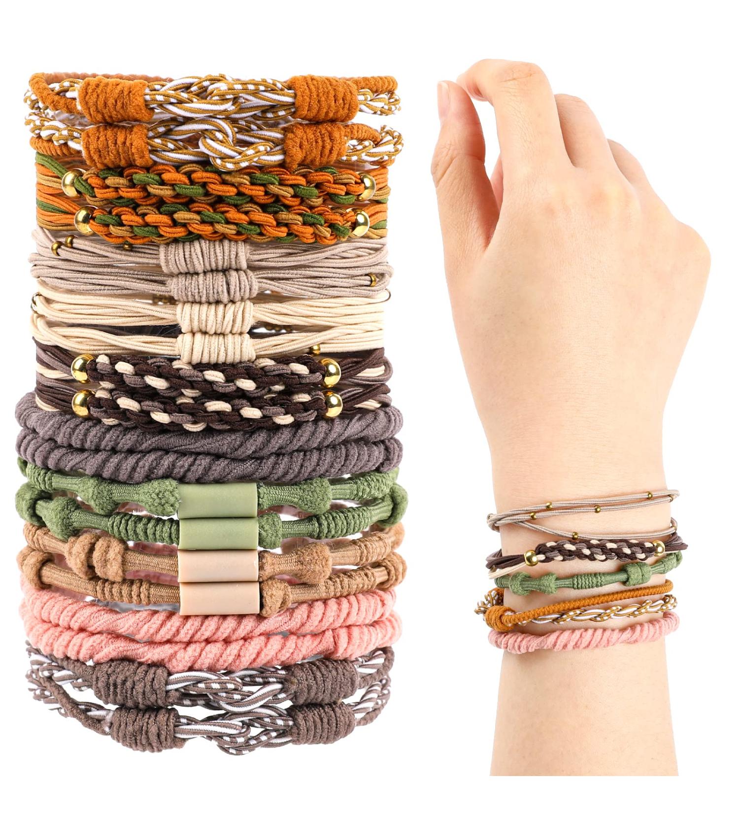 20Pcs Boho Hair Ties - Elastic Ponytail Holders for Women - Soft Hair Bands in 5 Styles and 10 Colors - No Damage Hair Elastics - Buy Online on GoSupps.com