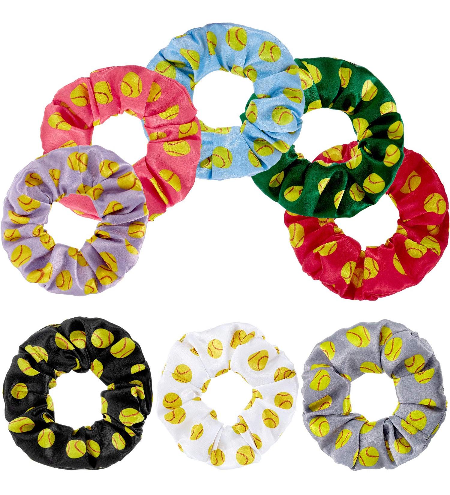 Willbond Softball Hair Scrunchies - Set of 8 Elastic Sport Hair Bands for Girls, Women, Players, Coaches, and Teams - Buy Online on GoSupps.com