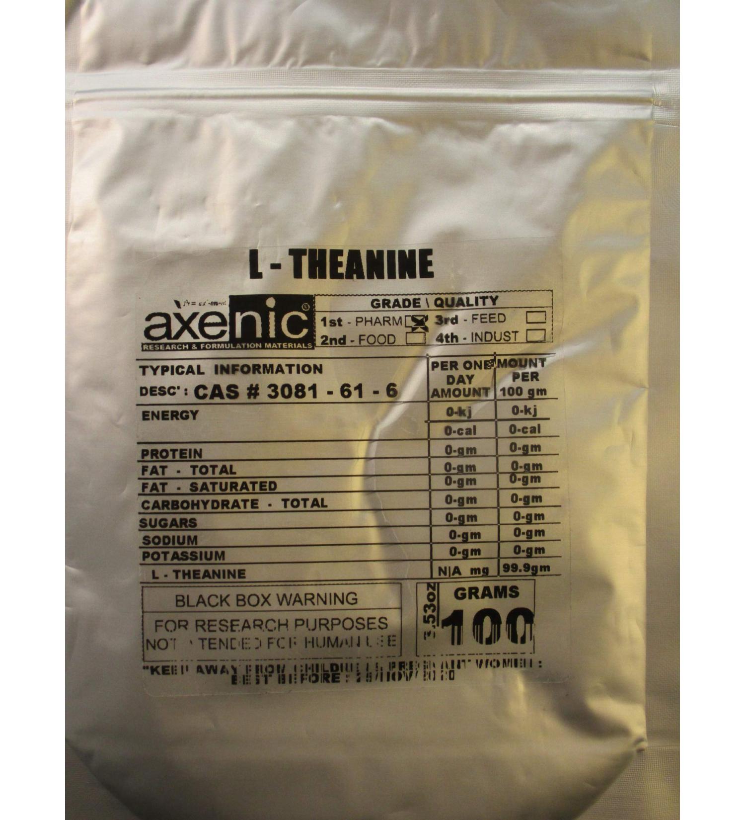 100 Grams L - THEANINE Powder 99.06% Powder - Buy Online on GoSupps.com