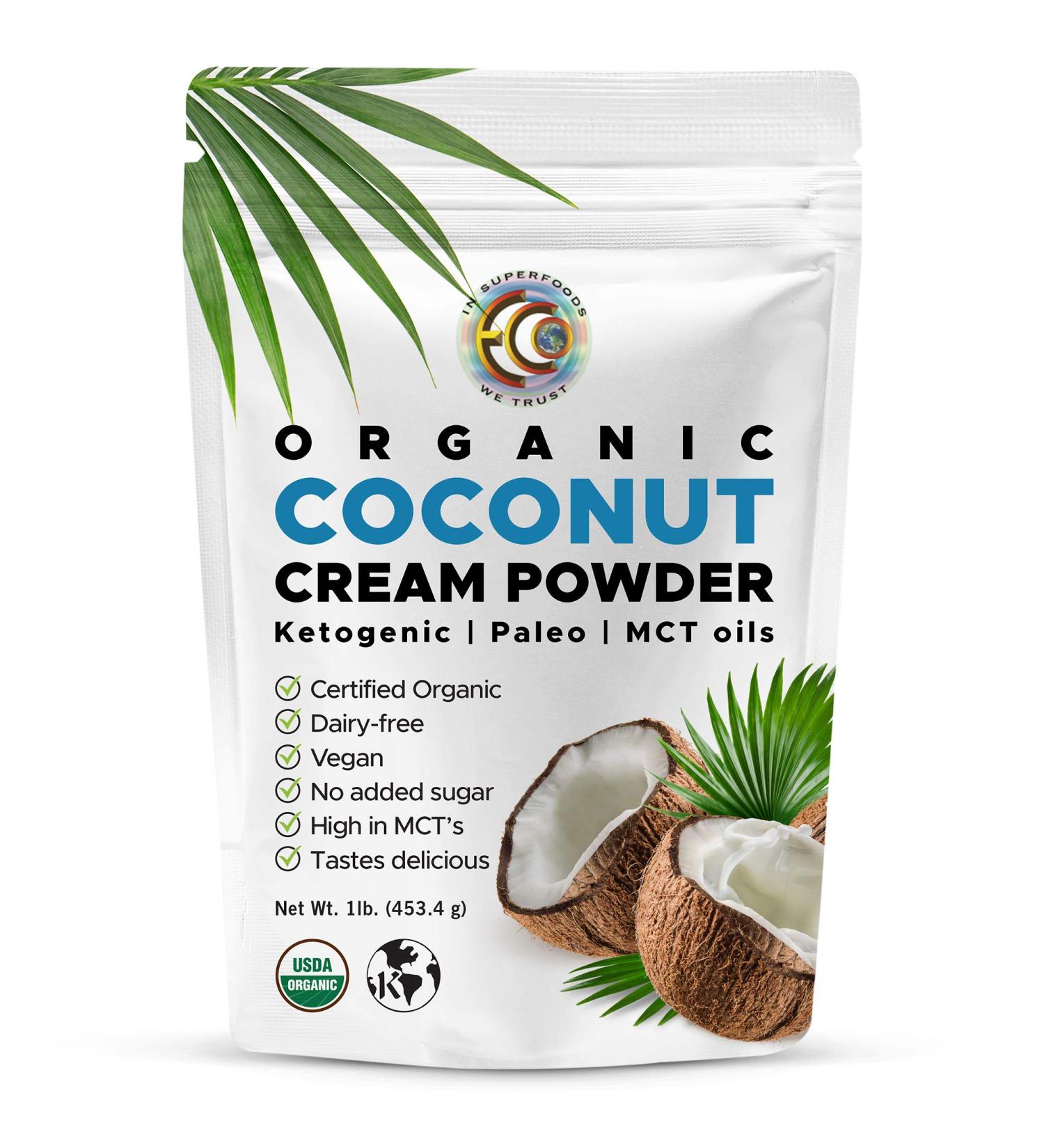 Organic Coconut Cream Powder 1 lb - Earth Circle Organics | Pure, Natural & Dairy-Free - Buy Online on GoSupps.com