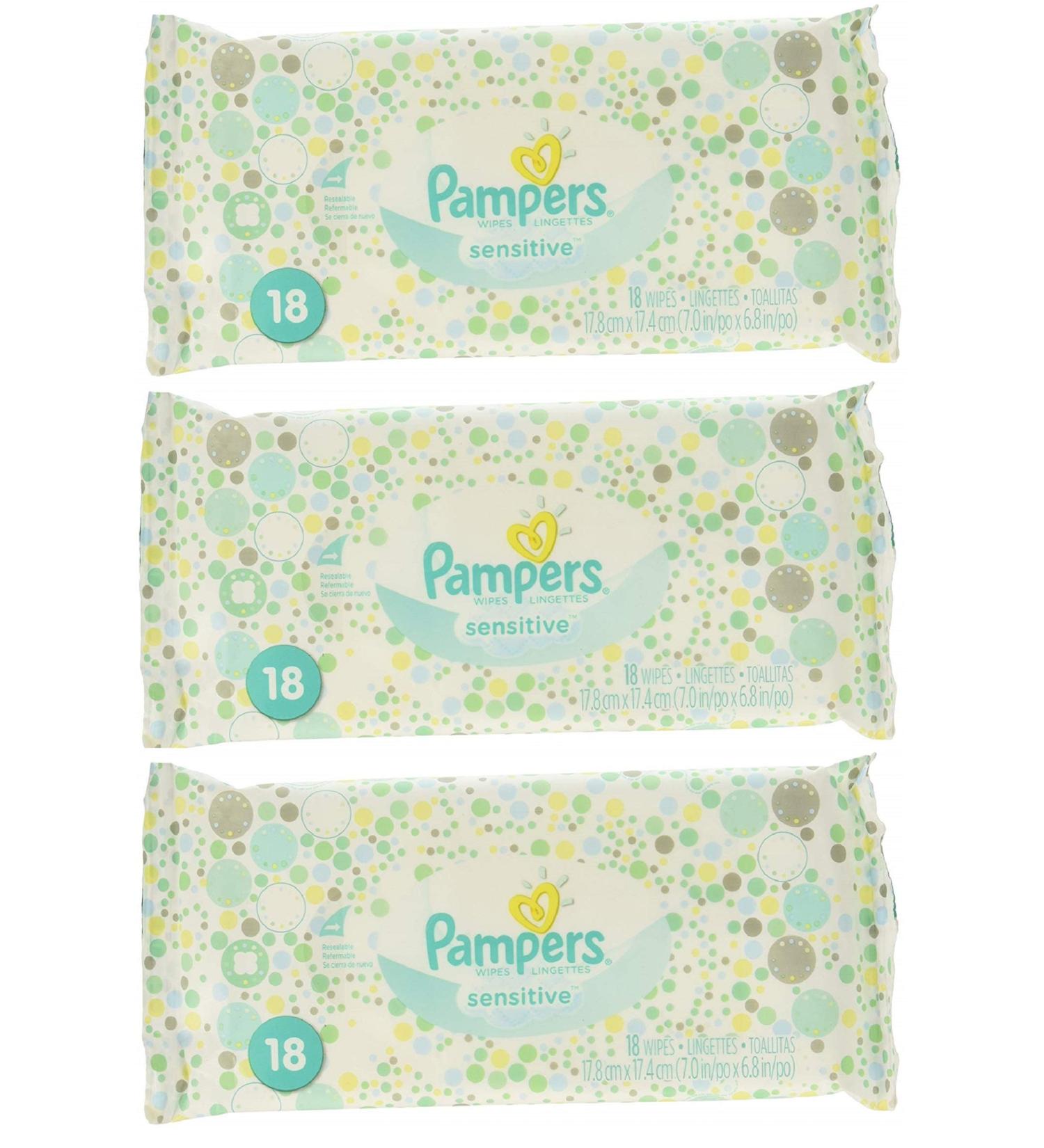 Pampers Sensitive Wipes 18 Count 3 Pack 18 Count (Pack of 3)