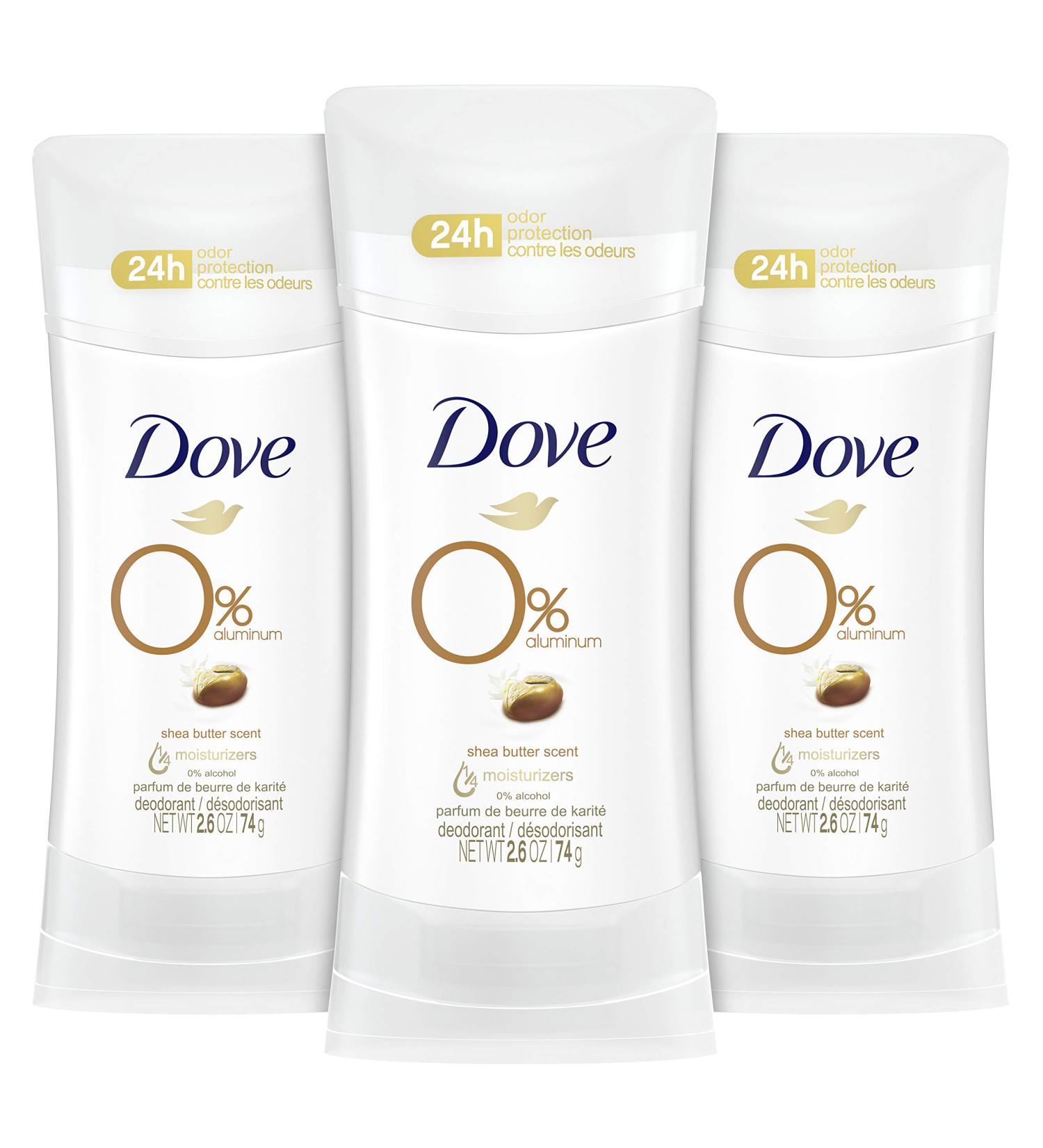 Dove Aluminum Free Deodorant 3-Pack - Shea Butter, 24hr Odor Protection, 2.6oz, Women's Antiperspirant - Buy Online on GoSupps.com