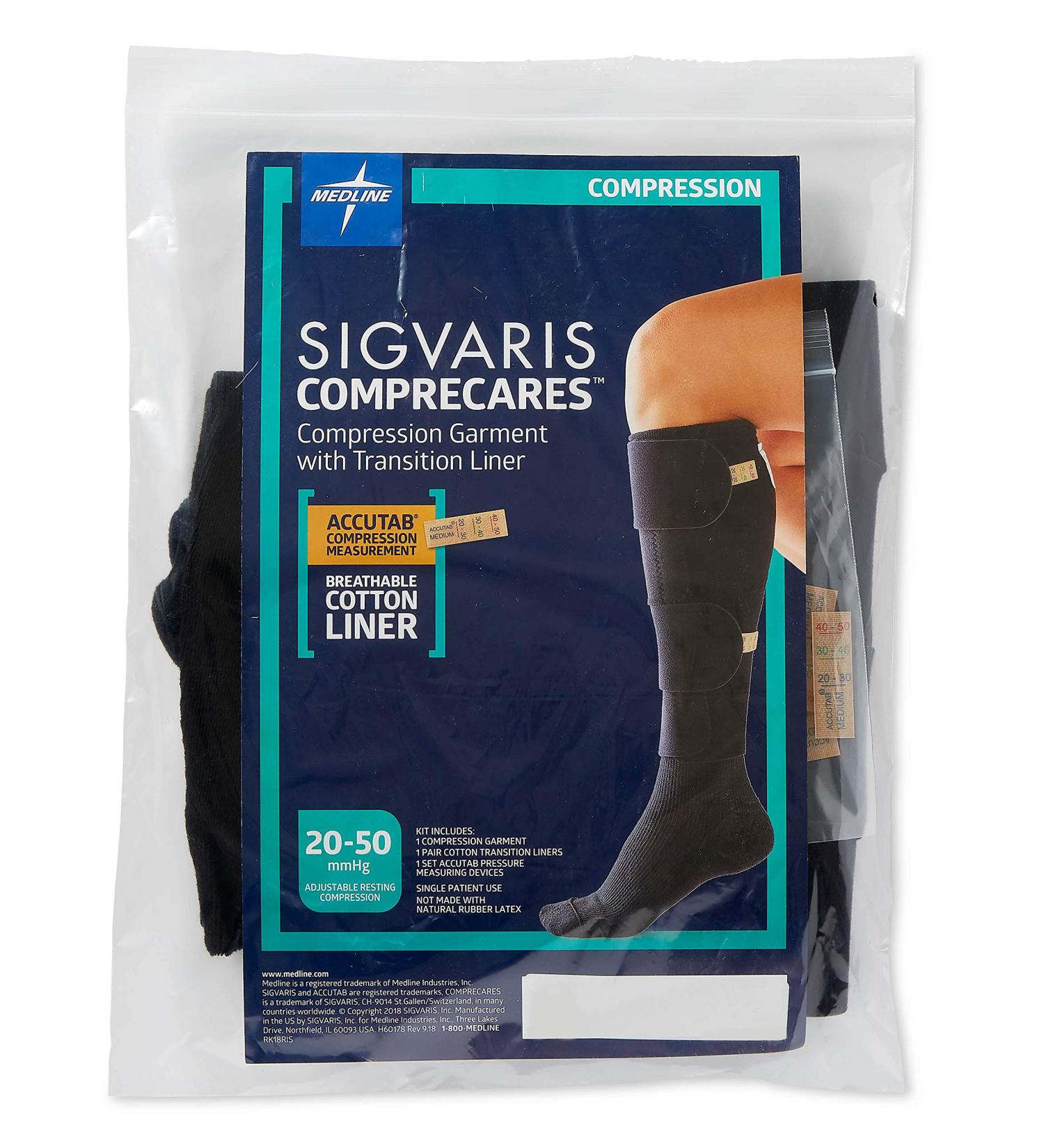 Medline COMPRECARES Reusable Compression Garment Kit - Knee-High Medium Black | Post-Surgical Recovery & Varicose Vein Relief | International Shipping Available - Buy Online on GoSupps.com