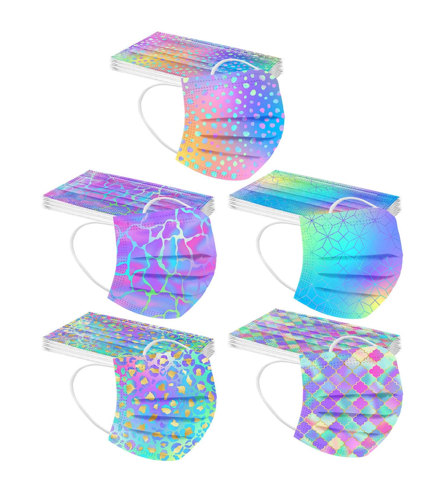 Goddess Accent 50PCS Disposable Face_Mask Cute Floral Tie Dye Printed Protection for Adults Women - Buy Online on GoSupps.com