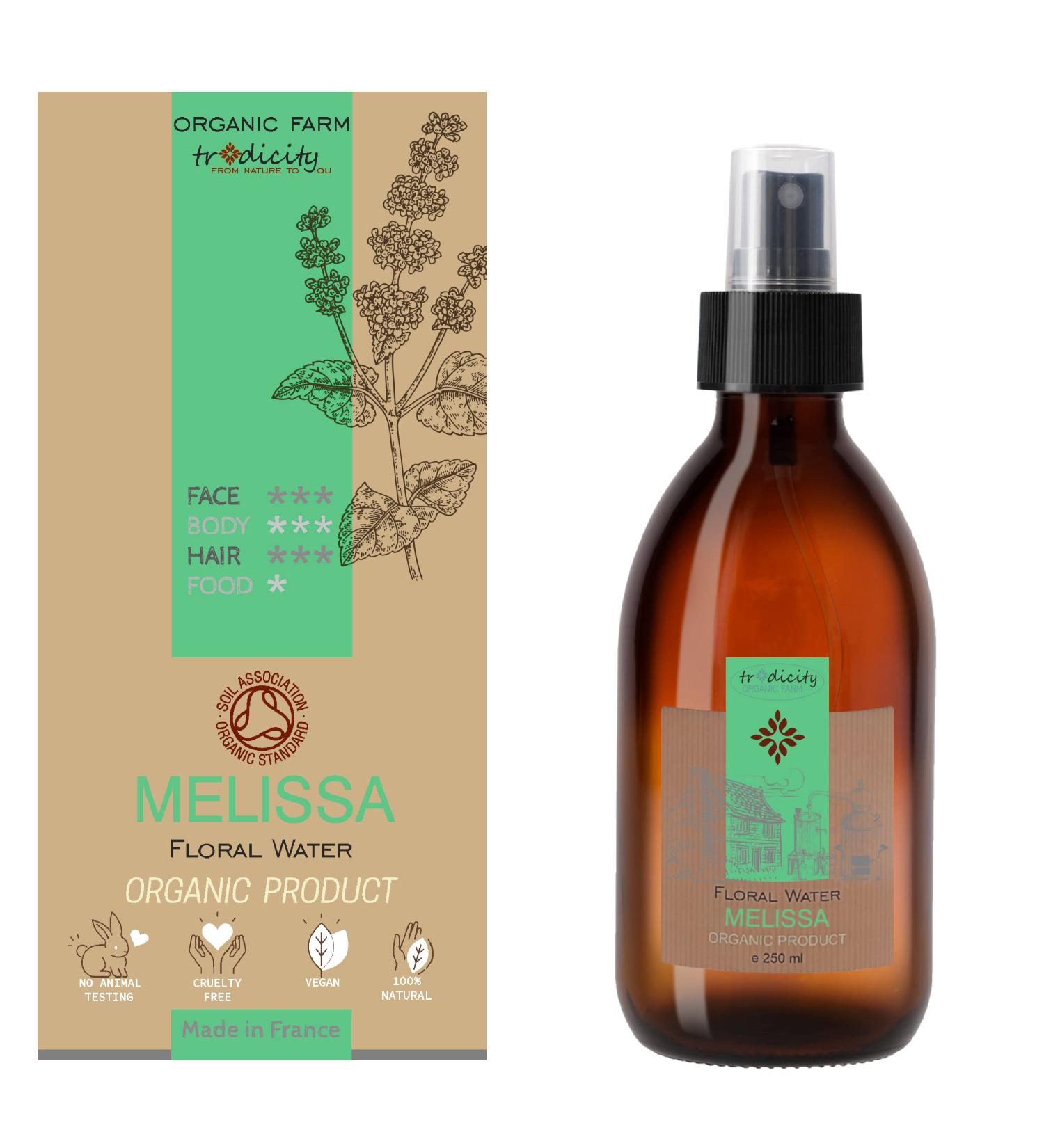 Made in France Organic Melissa flower water tonic lotion for all skin types facial firming hydrosol air purifier for home 250 ml - Buy Online on GoSupps.com