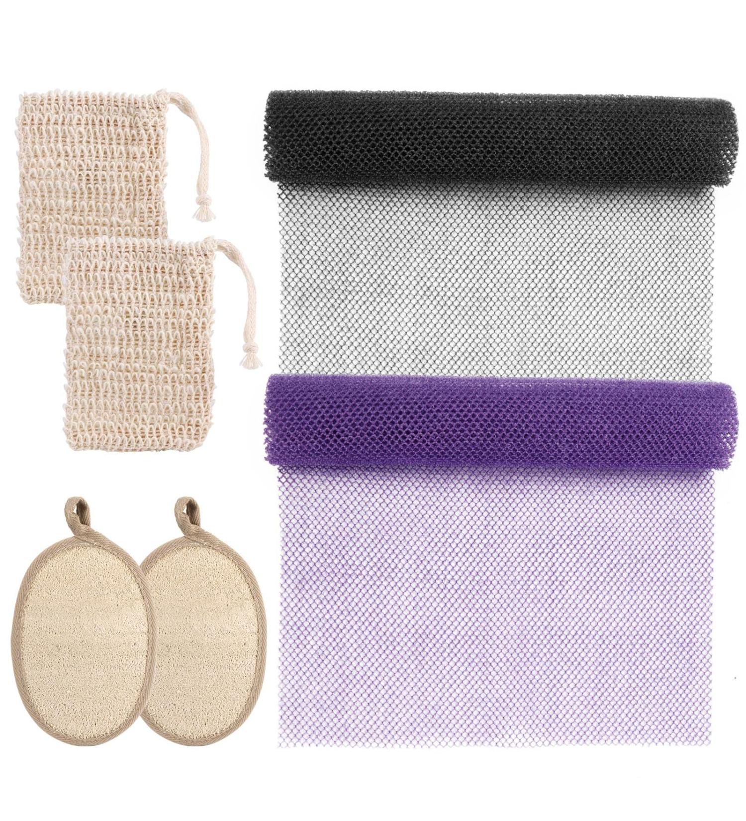 African Net Sponge Bath Set - 2 Piece Spa Body Shower Loofah Sponge for Exfoliating Daily Back Body Scrub - Buy Online on GoSupps.com