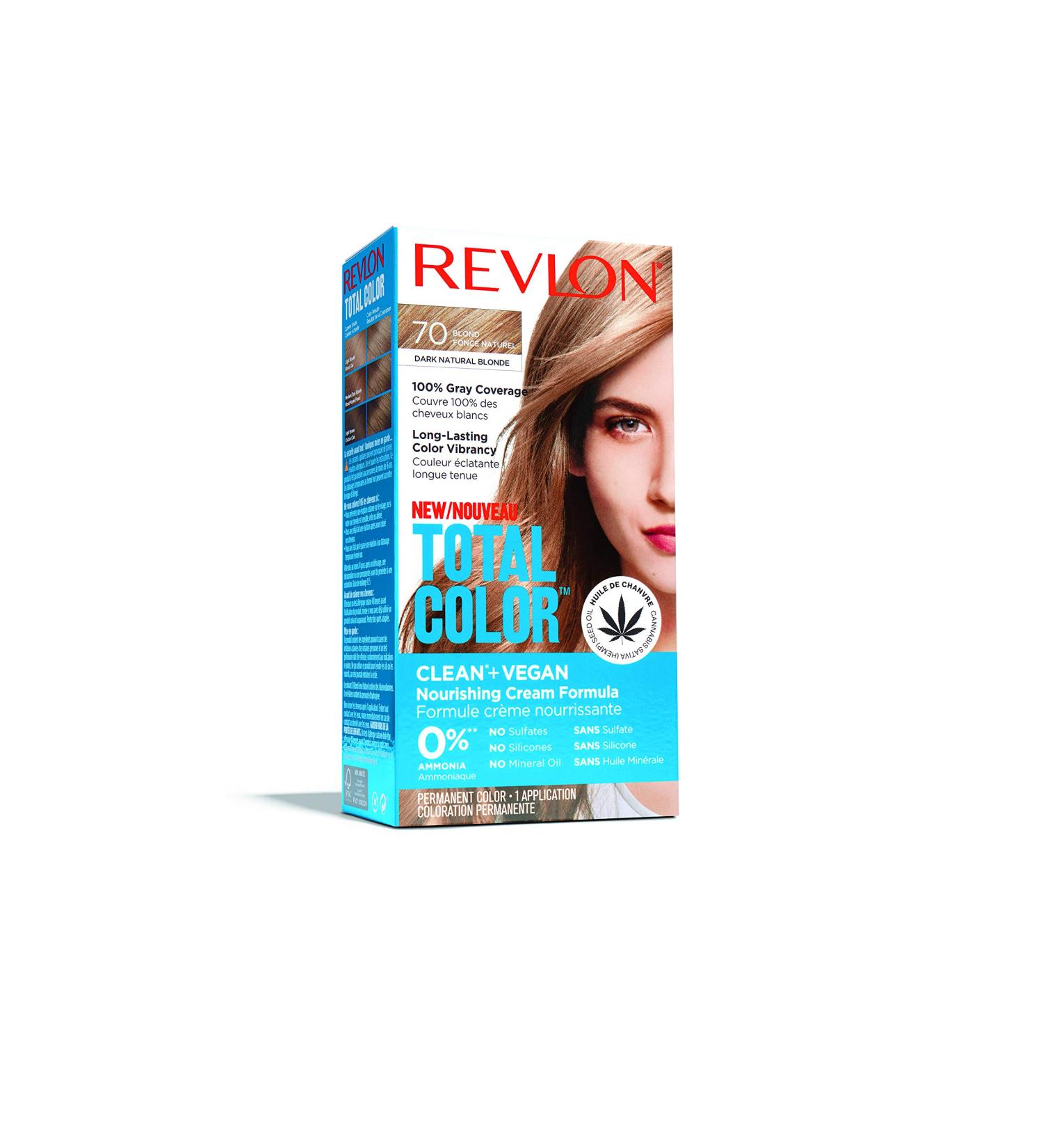 Revlon Total Color Permanent Hair Dye Vegan 100% Gray Coverage 70 Dark Natural Blonde 3.5 oz | Shop Internationally - Buy Online on GoSupps.com