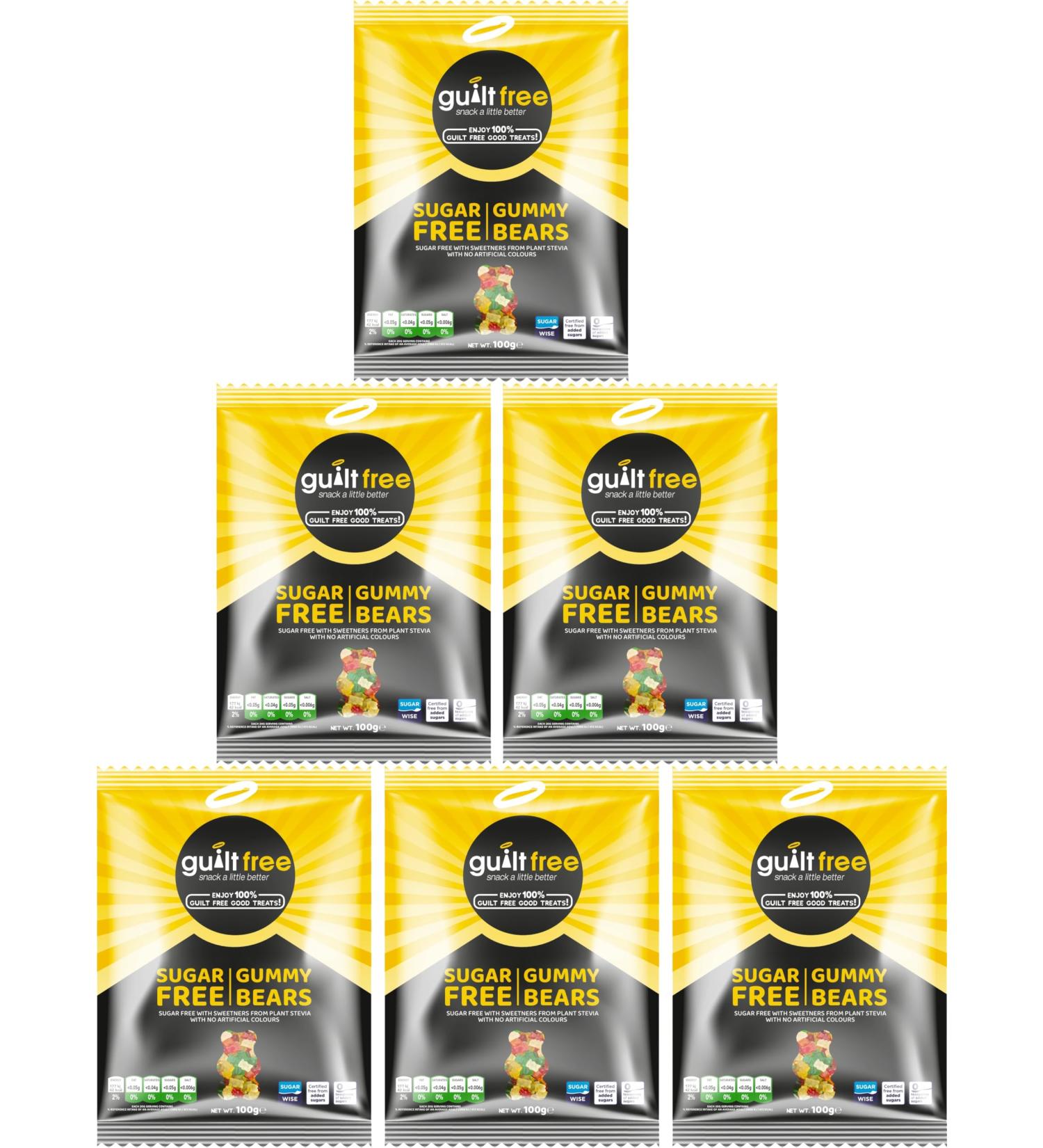 Gummy Bears | Sugar Free | Gummy Bear Sweets | for Diabetic Gift Hamper Basket Available - Perfect for Gifting | 100g (Pack of 6) - Buy Online on GoSupps.com