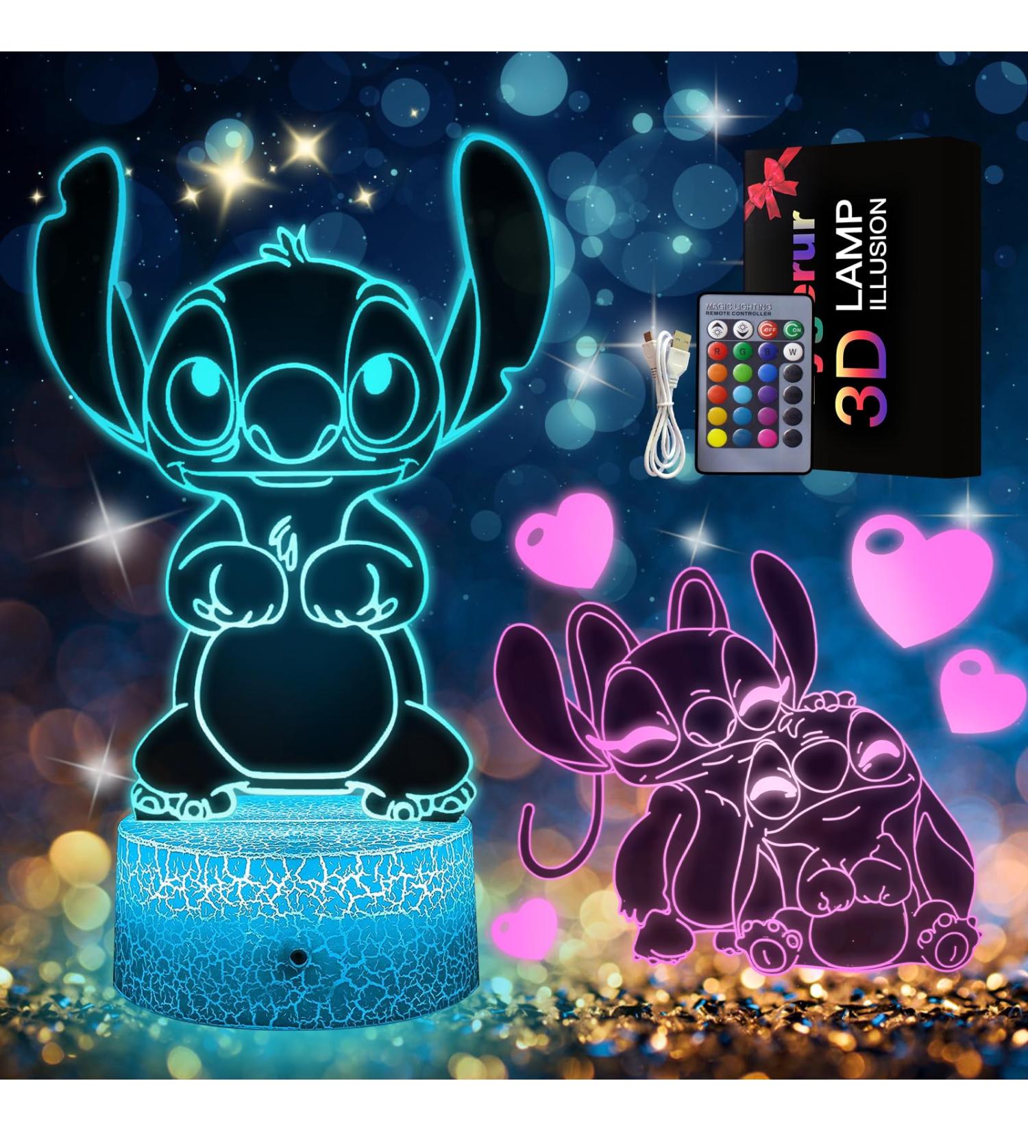 Eygerur 3D LED Stitch Night Light | 16 Colors Dimmable | USB Powered | Touch Control & Remote | Kids' Room Decoration - Buy Online on GoSupps.com