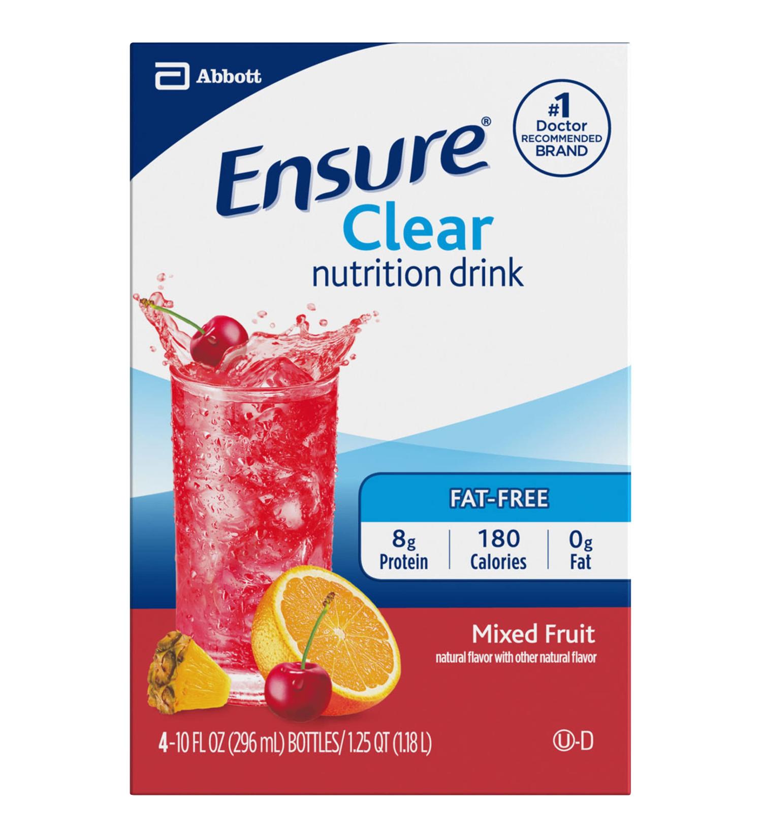 Ensure Clear Nutrition Drink Mixed Fruit 10fl ozx4 CT  pack of 1 - Buy Online on GoSupps.com