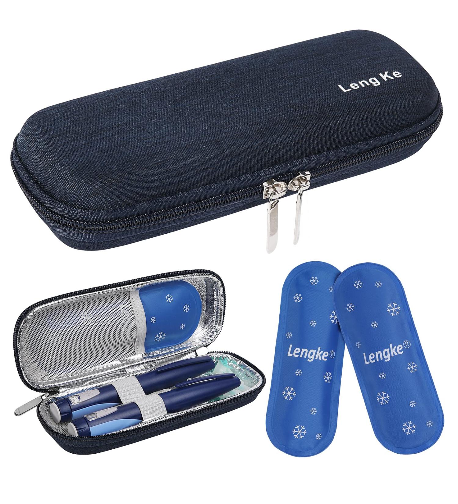 Bomkee Insulin Pen Bag | Cooling Medication Bag for Diabetes | Travel-Friendly with 2 Fridge Packs - Blue - Buy Online on GoSupps.com