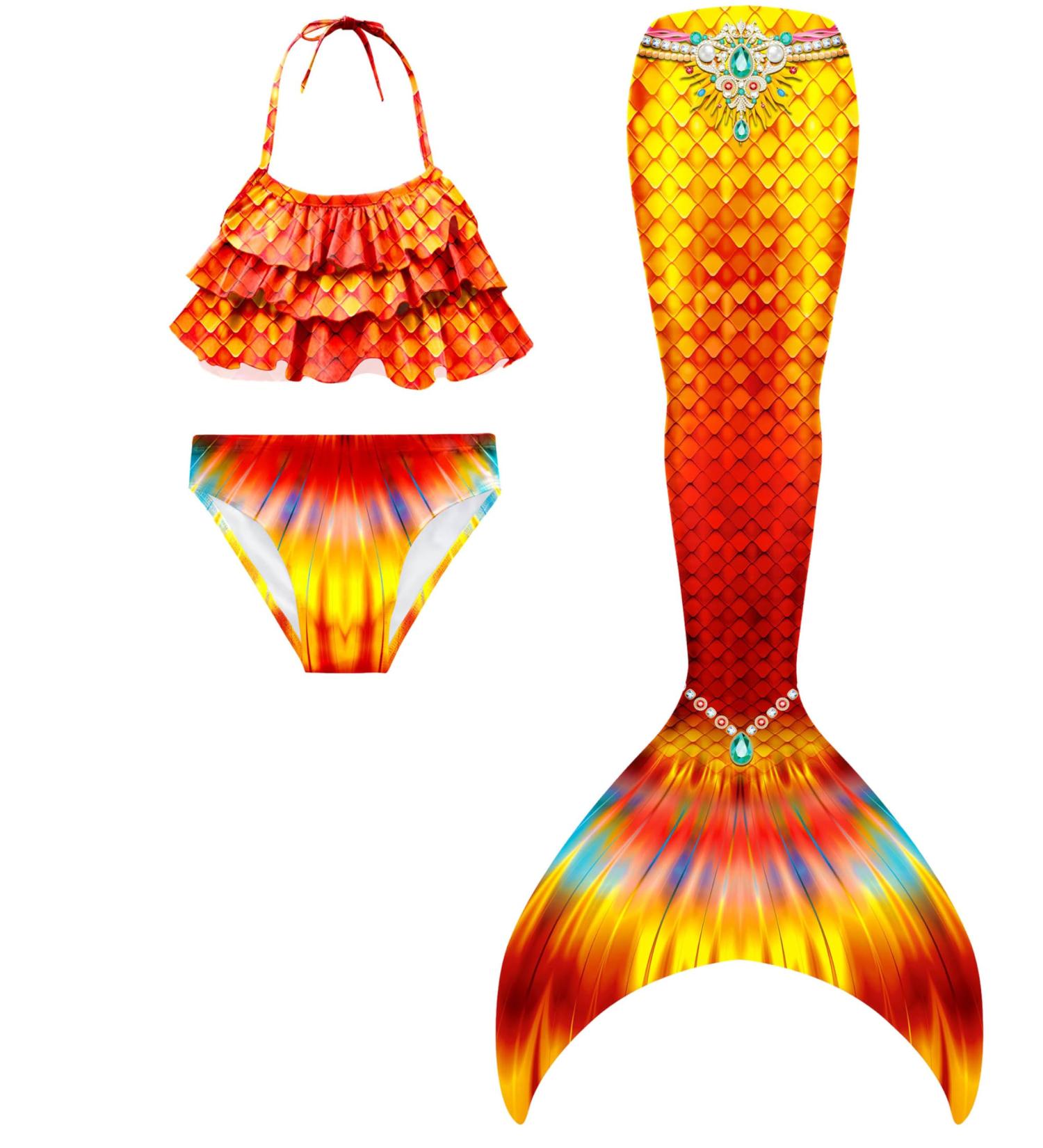 SPEEDEVE Girls Mermaid Tail 3pcs Bikini Set - No Fin Perfect for Swim Fun - Buy Online on GoSupps.com