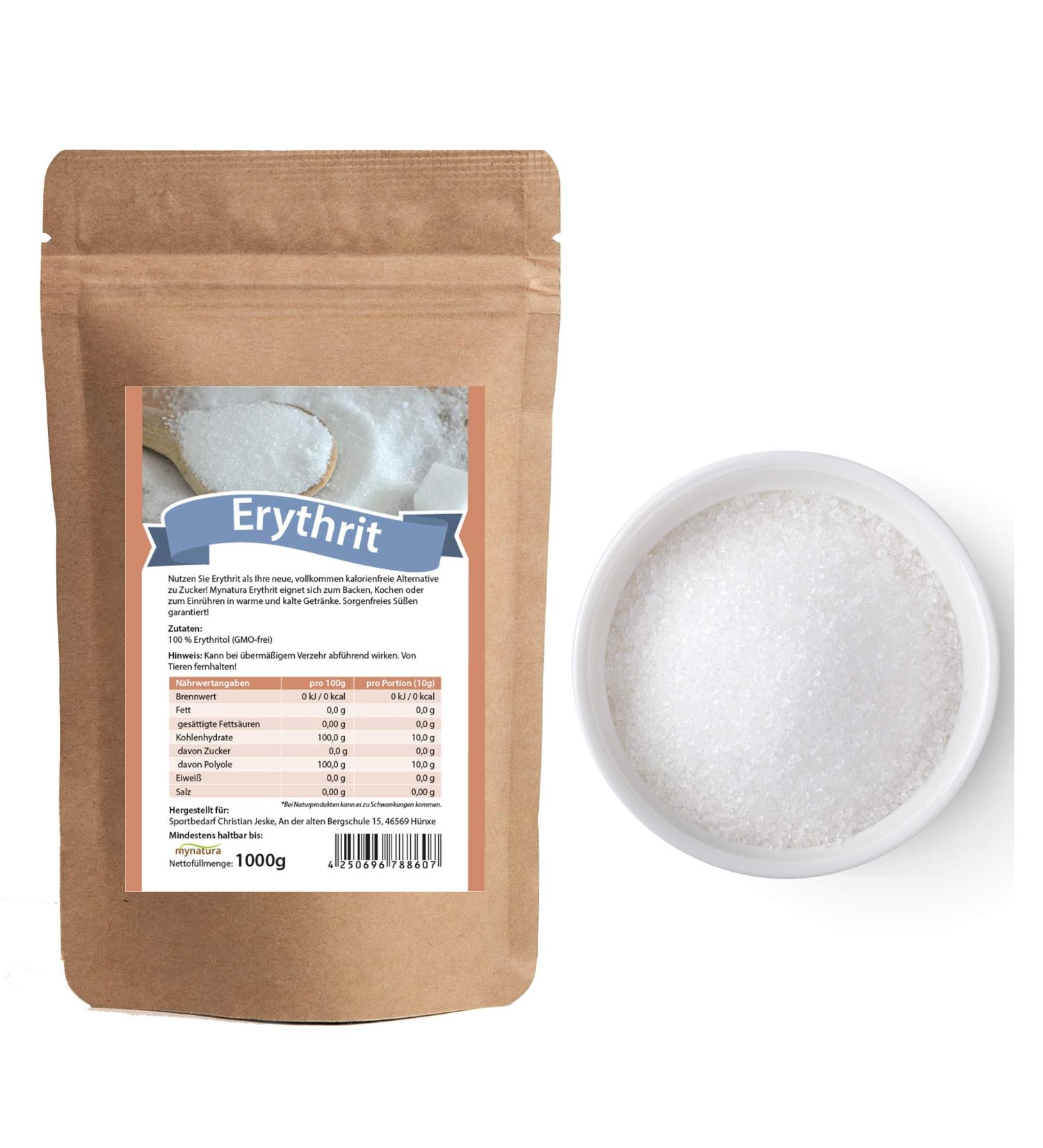 Mynatura Erythrit 1000g - Calorie-Free Sugar Replacement for Baking & Cooking | Erythritol Sweetener | Tooth-Friendly & Non-GMO - Buy Online on GoSupps.com