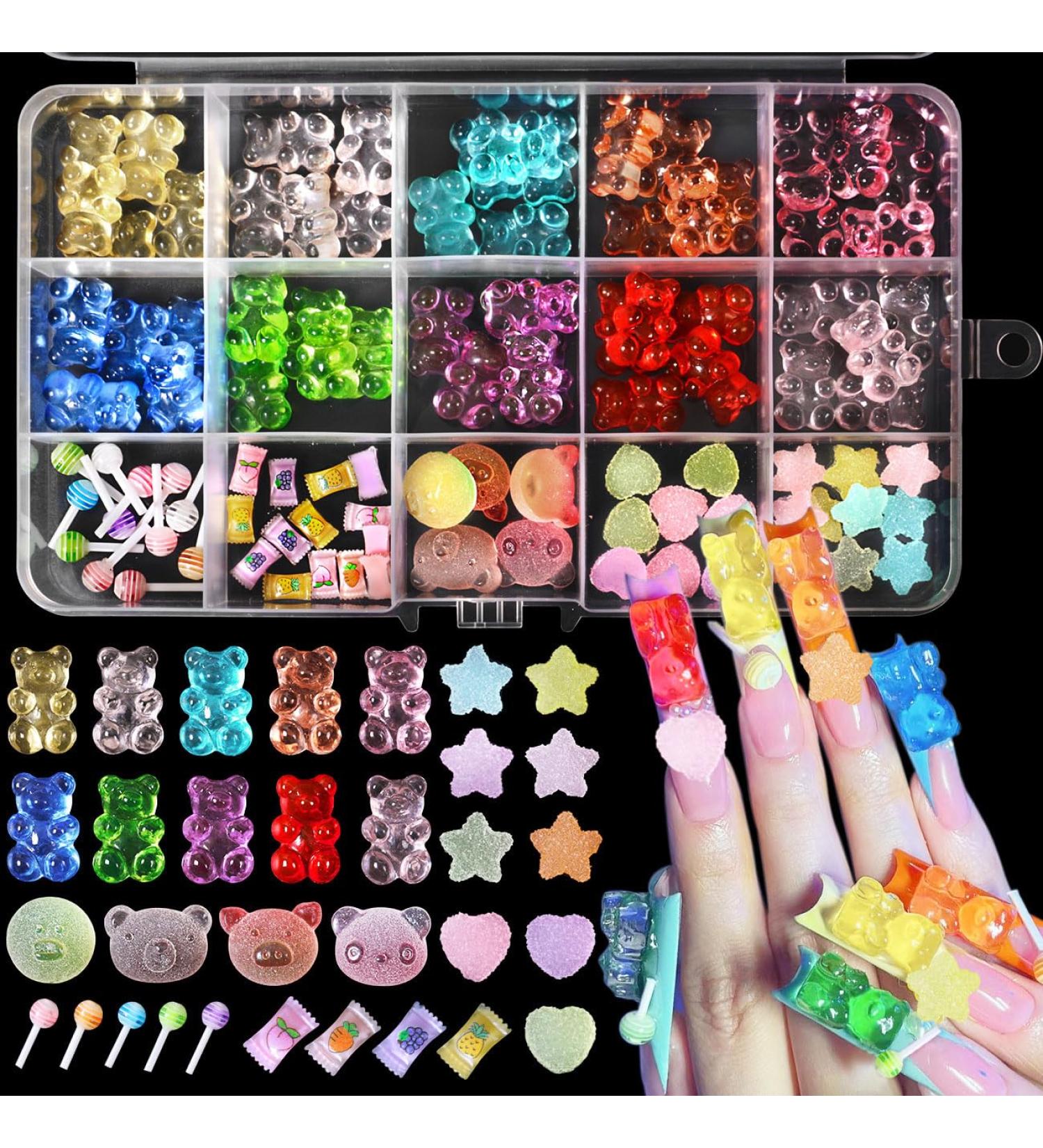 3D Mix Assorted Color Nail Charms Acrylic Multi Cute Nail Art Charms Hollow Candy Jewelry Nail Supplies for Nail Art Design DIY Crafts Accessories (Colorful Bear) - Buy Online on GoSupps.com