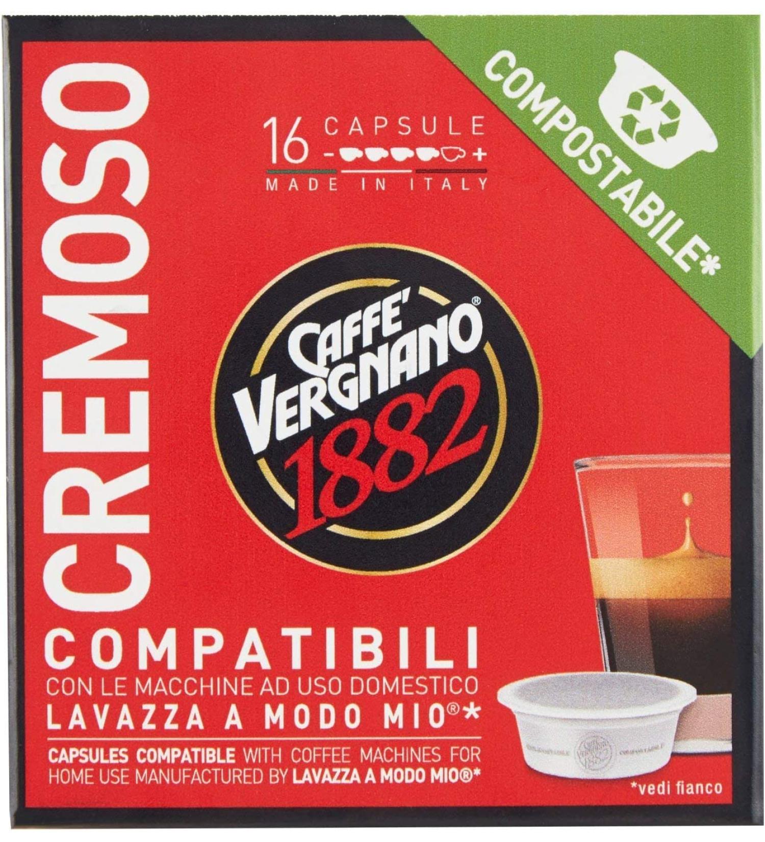 Caff Vergnano 1882 Caff Vergnano 1882 Lavazza a Modo Mio Compostable Compatible Coffee Capsules Creamy 128 Count - 1kg