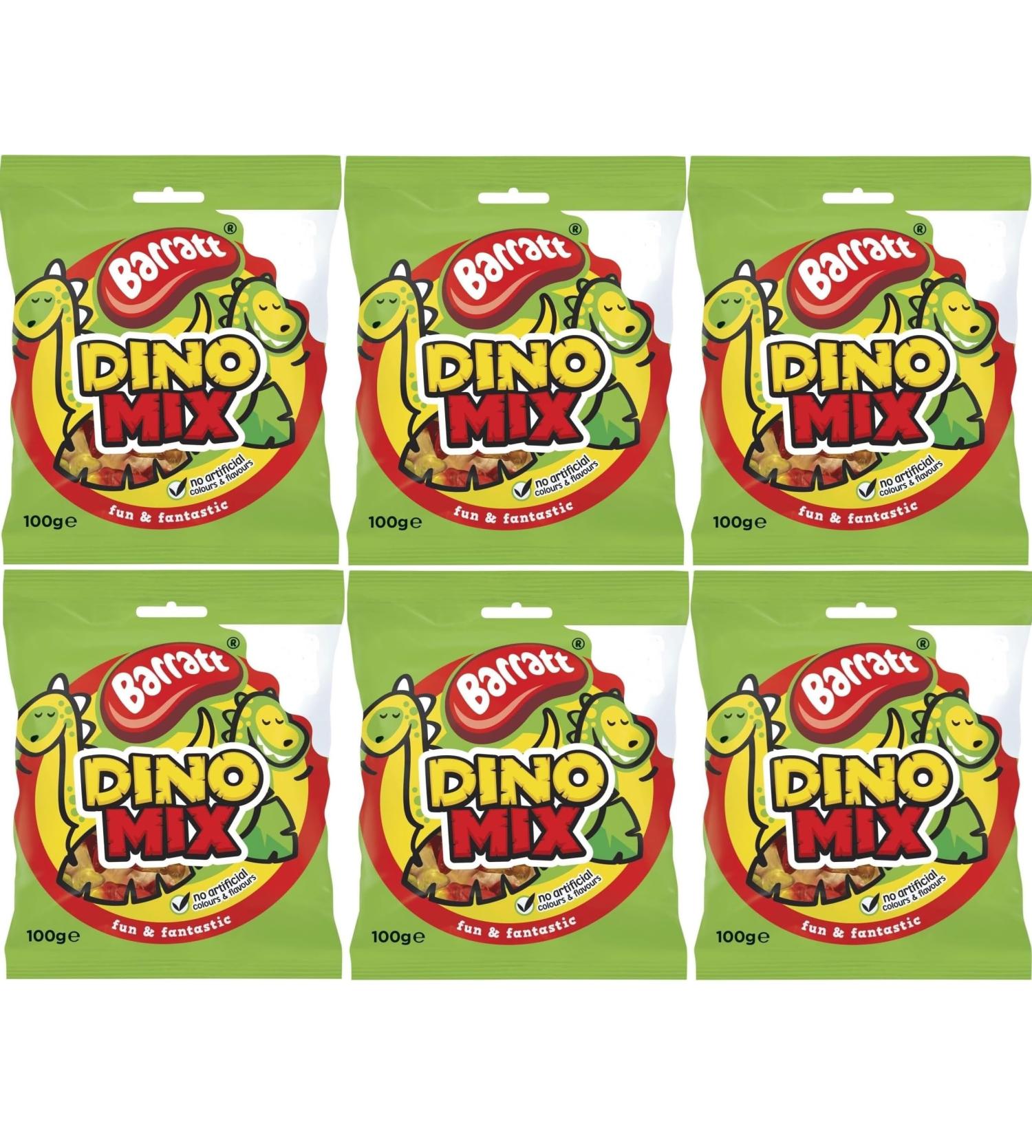 Barratt Dino Mix 100g Sweet Treats Kids Childrens Party Goody Bags Multi Value 6 Pack