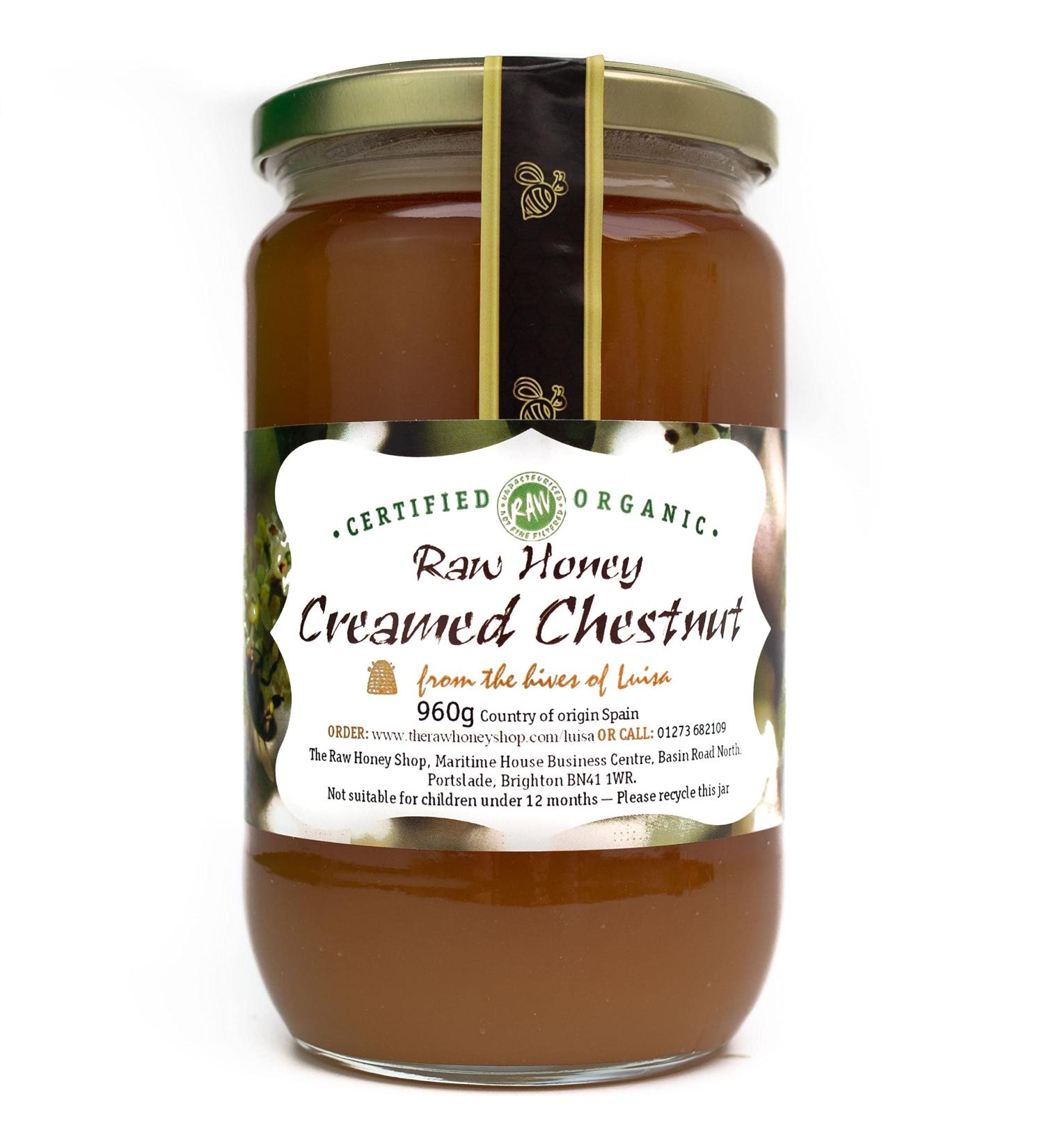 Luisa s Organic Raw Creamed Chestnut Honey |Antibacterial |Unpasteurised |Single Origin |The Raw Honey Shop |(960g) - Buy Online on GoSupps.com