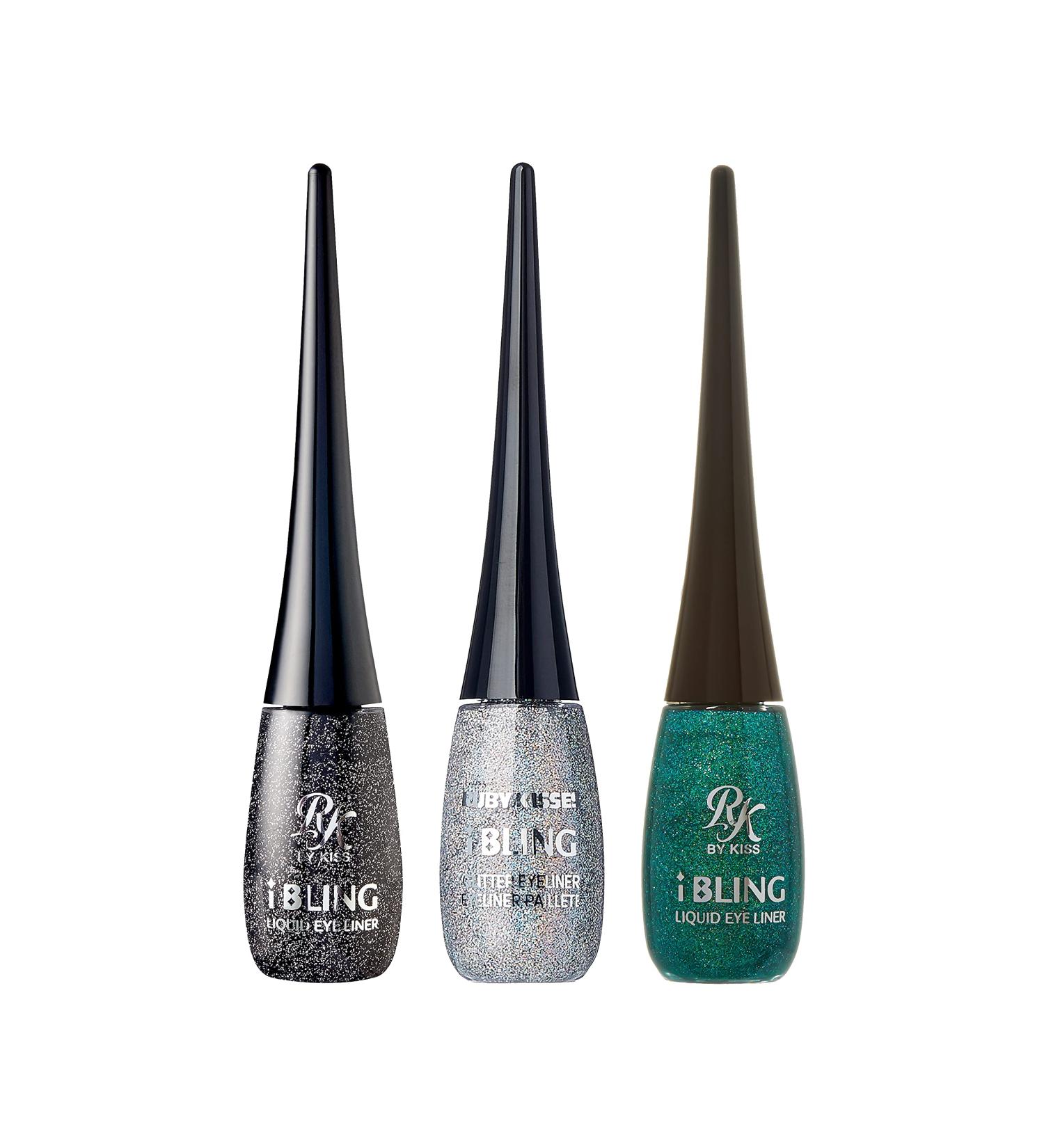 Ruby Kisses I-Bling Liquid Eyeliner 3 PACK - Glitz N' Black, Glitz N' Green, Disco Ball - Buy Online on GoSupps.com