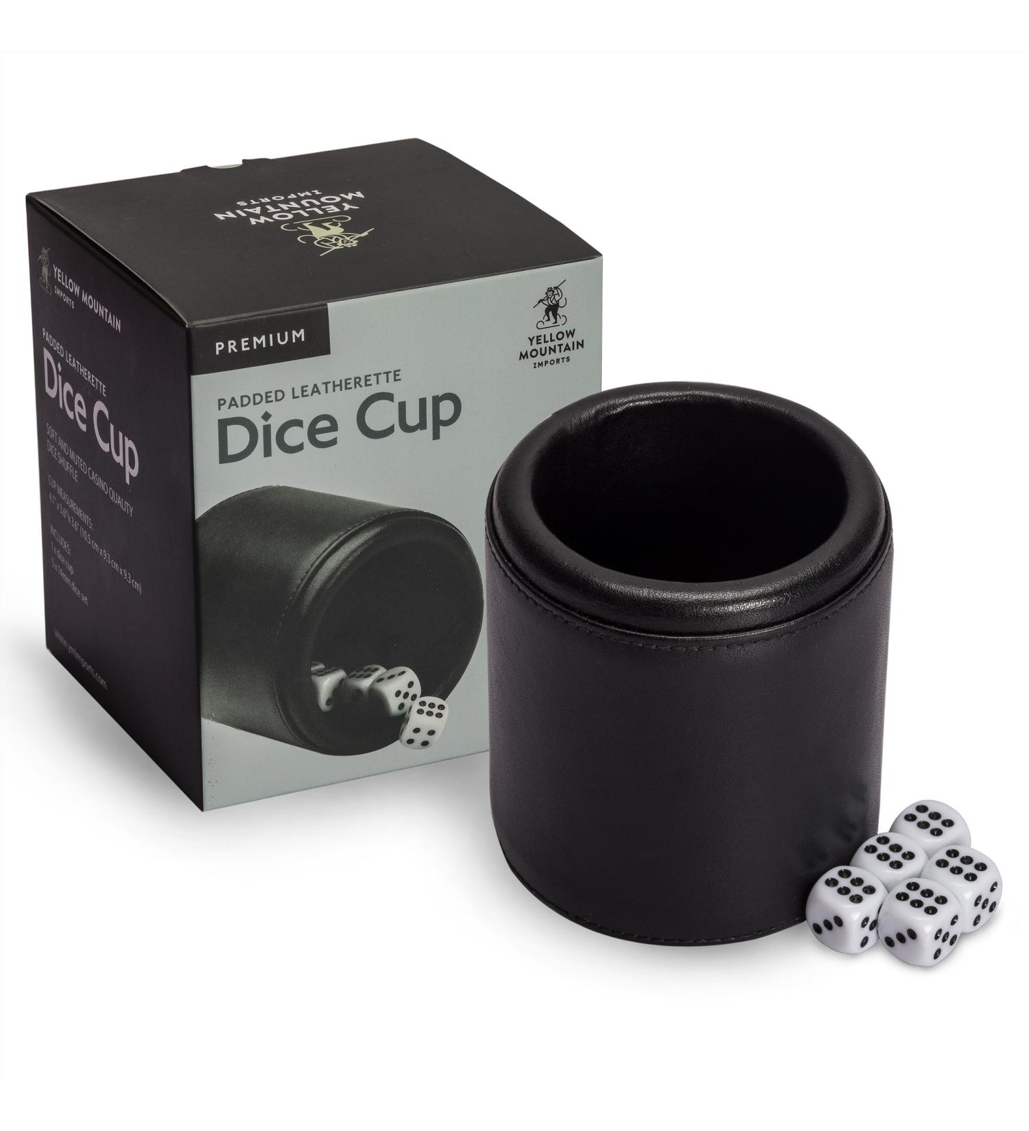 Premium Padded Leatherette Dice Cup with 5 (14mm) Dice Set - Yellow Mountain Imports - Buy Online on GoSupps.com