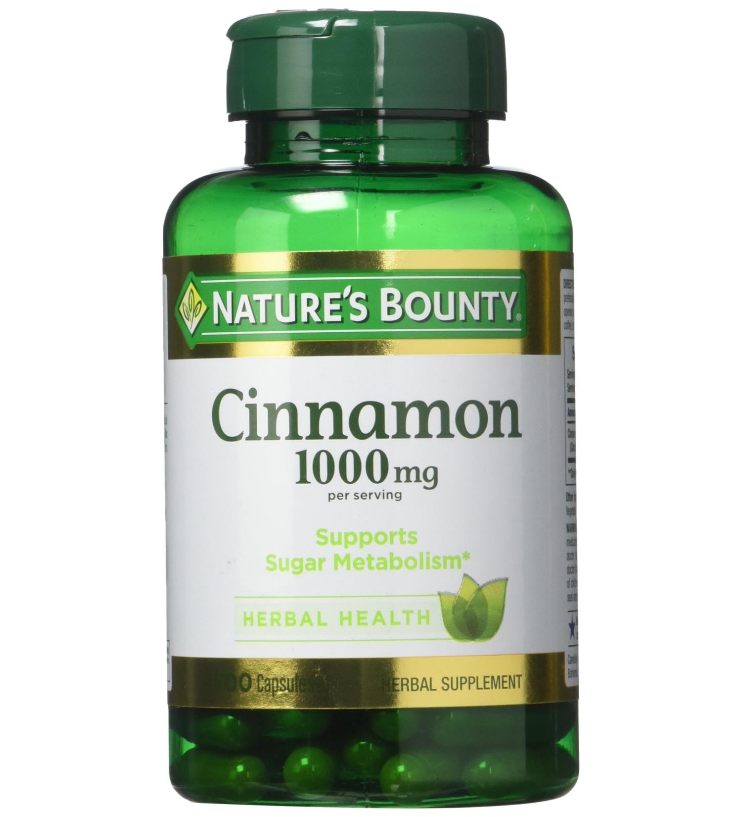 Nature's Bounty Cinnamon 1000mg Capsules - 100 Count - Buy Online on GoSupps.com