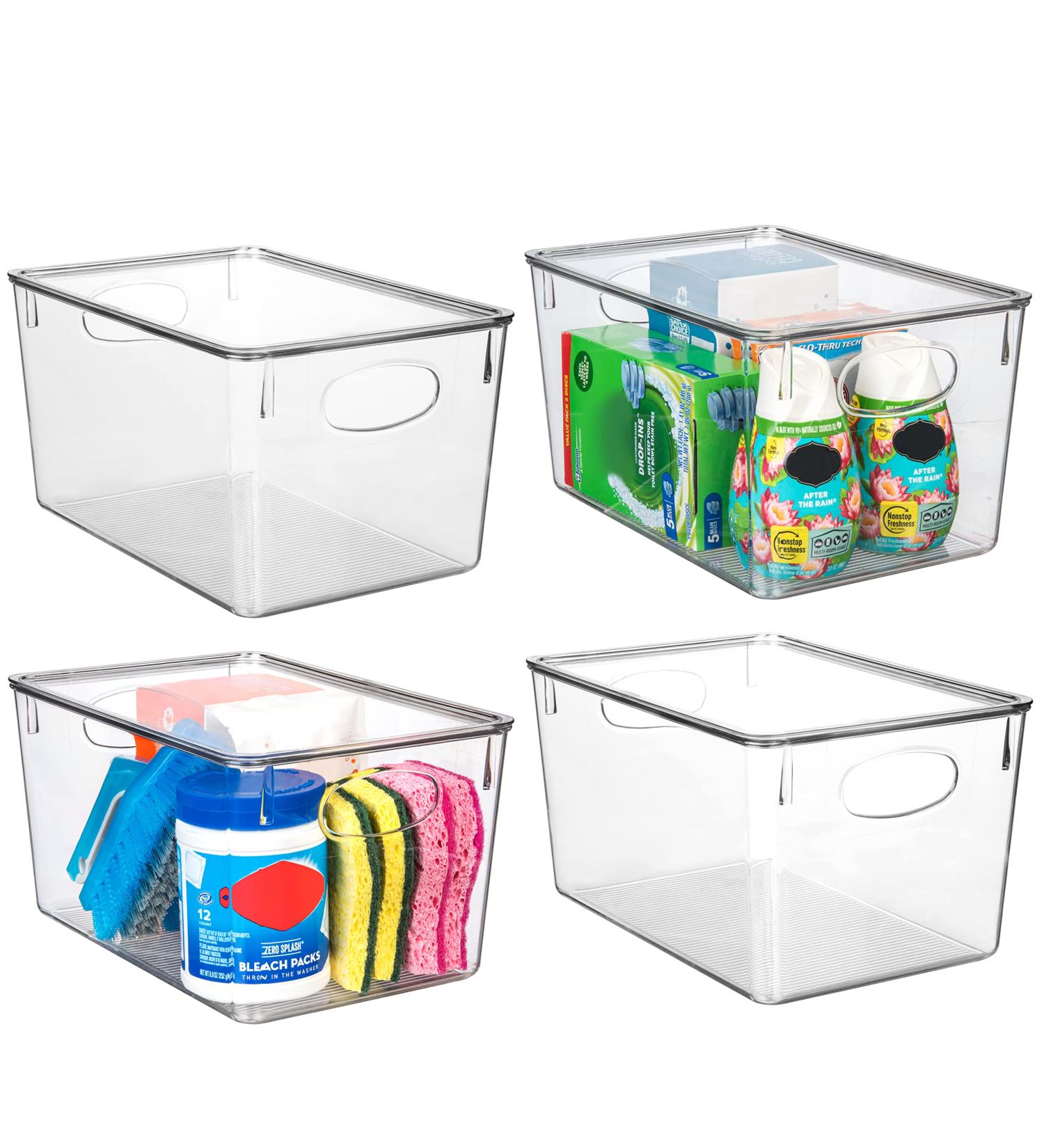 ClearSpace Plastic Storage Bins with Lids - Kitchen & Pantry Organization, Fridge & Cabinet Organizers - 4 Pack - Buy Online on GoSupps.com
