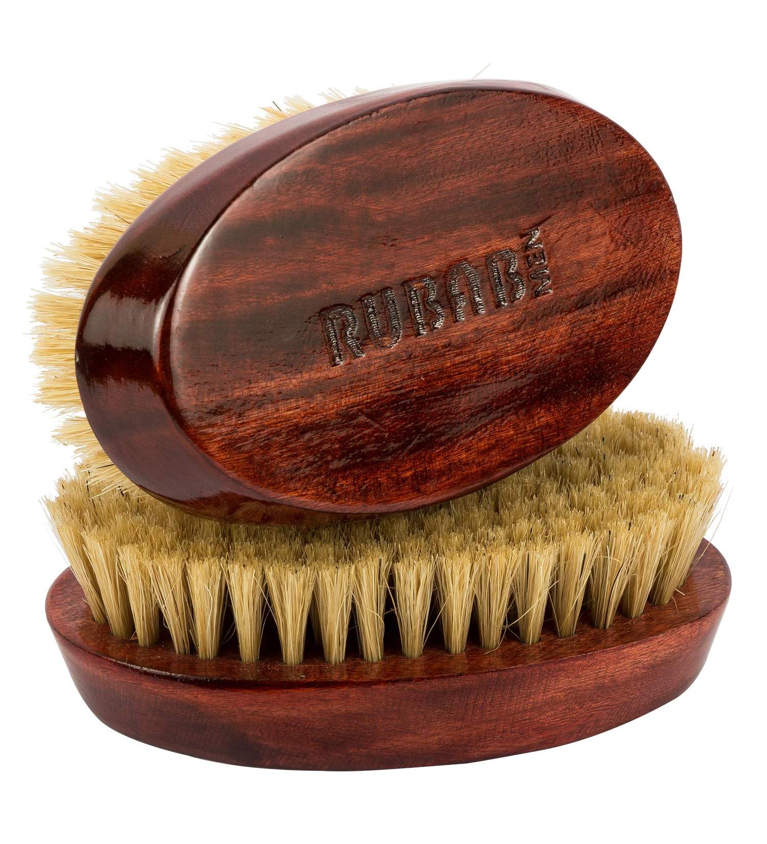 RUBAB Men 100% Boar Bristle Beard Brush with Mango Wood Handle in Faux Leather Pouch (#Groom Home. Stay Safe) - Buy Online on GoSupps.com