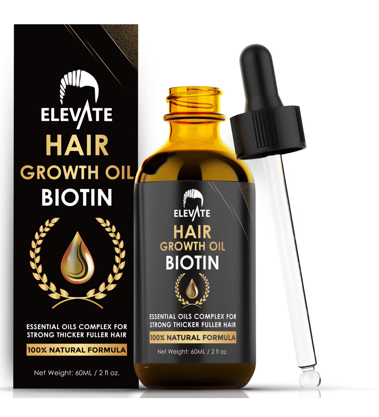 ELEVATE Hair Growth Oil - Biotin & Castor Oil Serum for Stronger, Thicker Hair Growth - Prevents Loss & Thinning - Men & Women - 2 Fl Oz - Buy Online on GoSupps.com