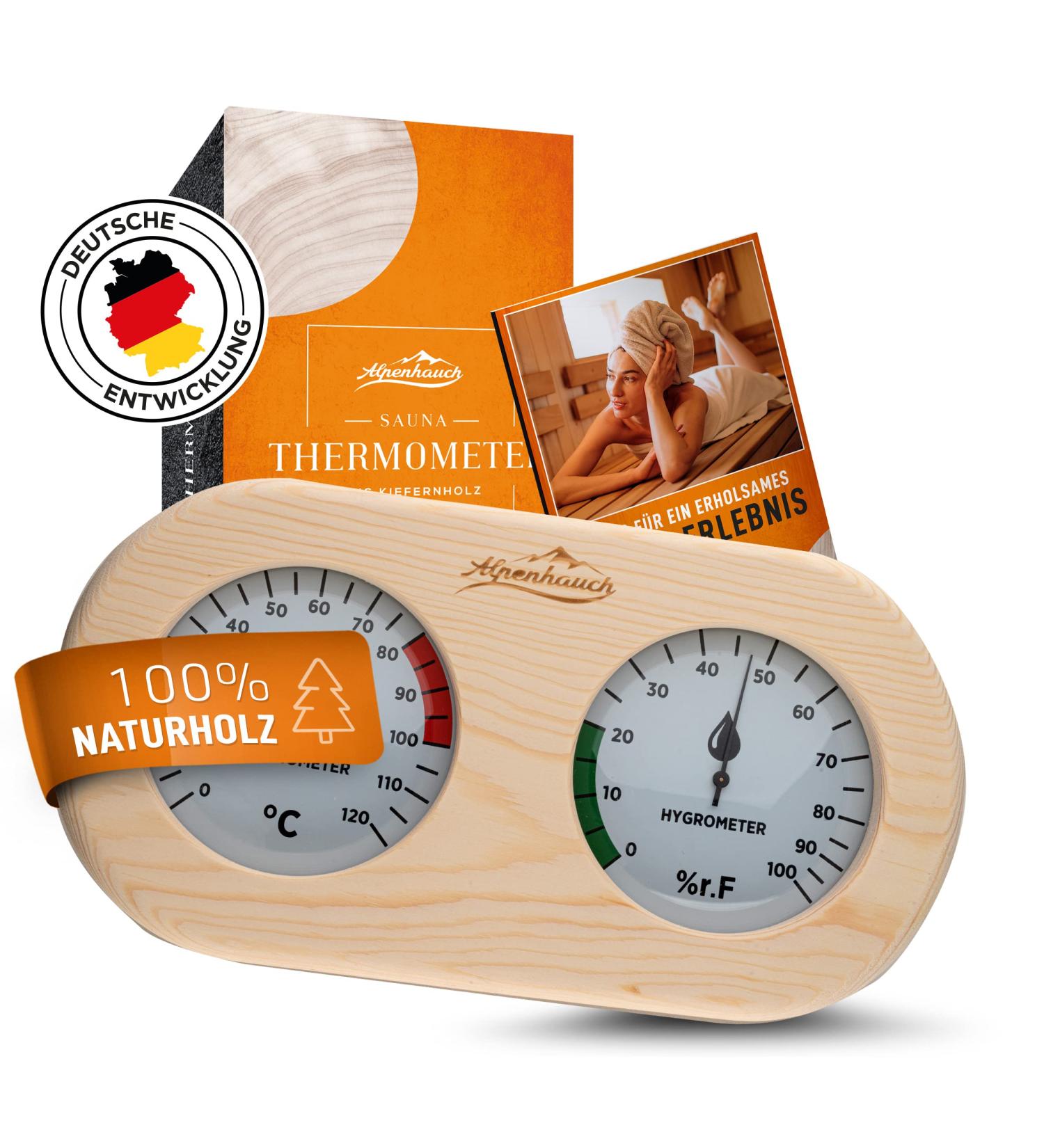 Alpine Breath 2-in-1 Sauna Thermometer Hygrometer | Precise Glass Sauna Accessories with Automatic Calibration - Buy Online on GoSupps.com