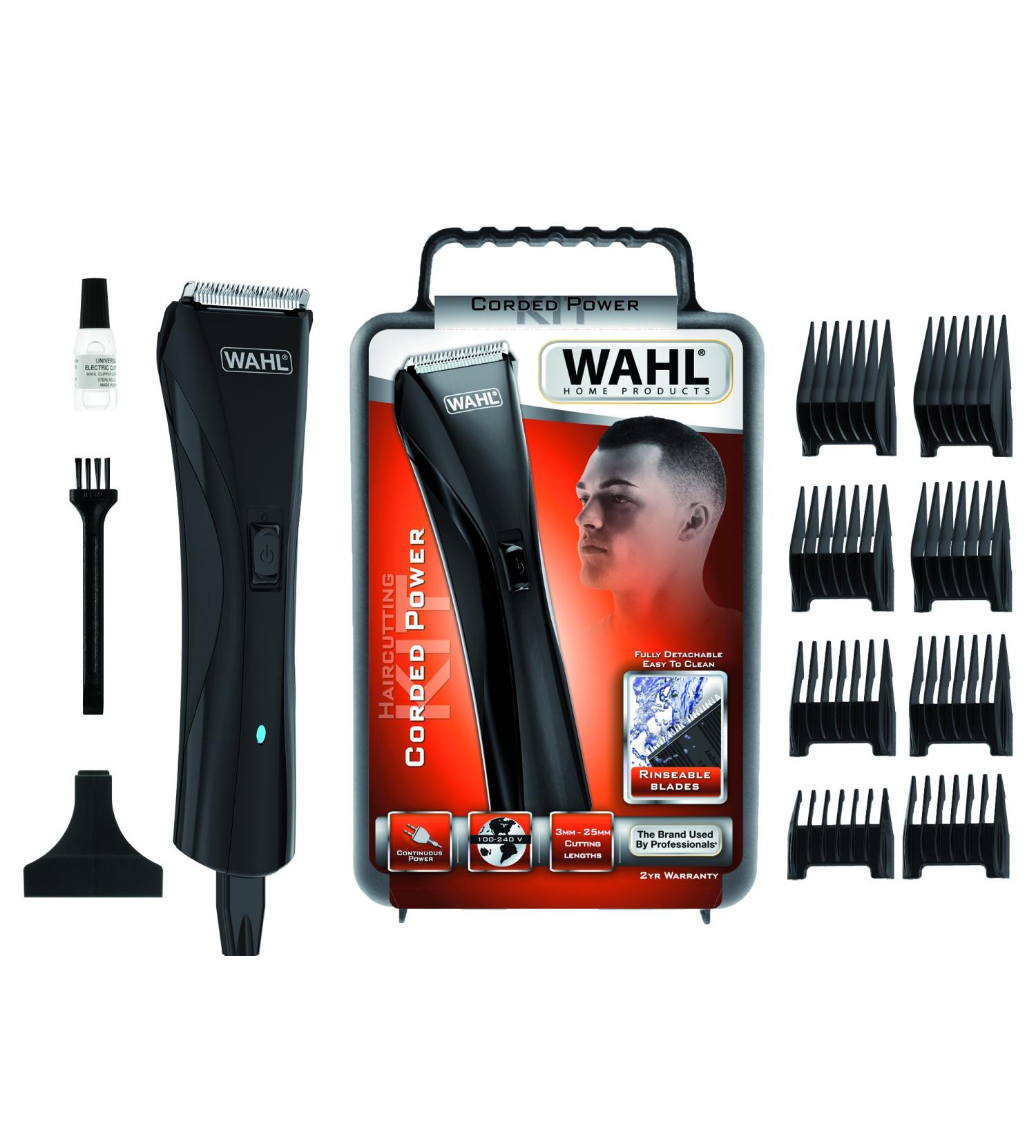 Wahl Hair & Beard Corded Clipper - Men's Hair Cutting Kit & Beard Trimmer - Premium Quality Black Clipper for Home Use - Buy Online on GoSupps.com