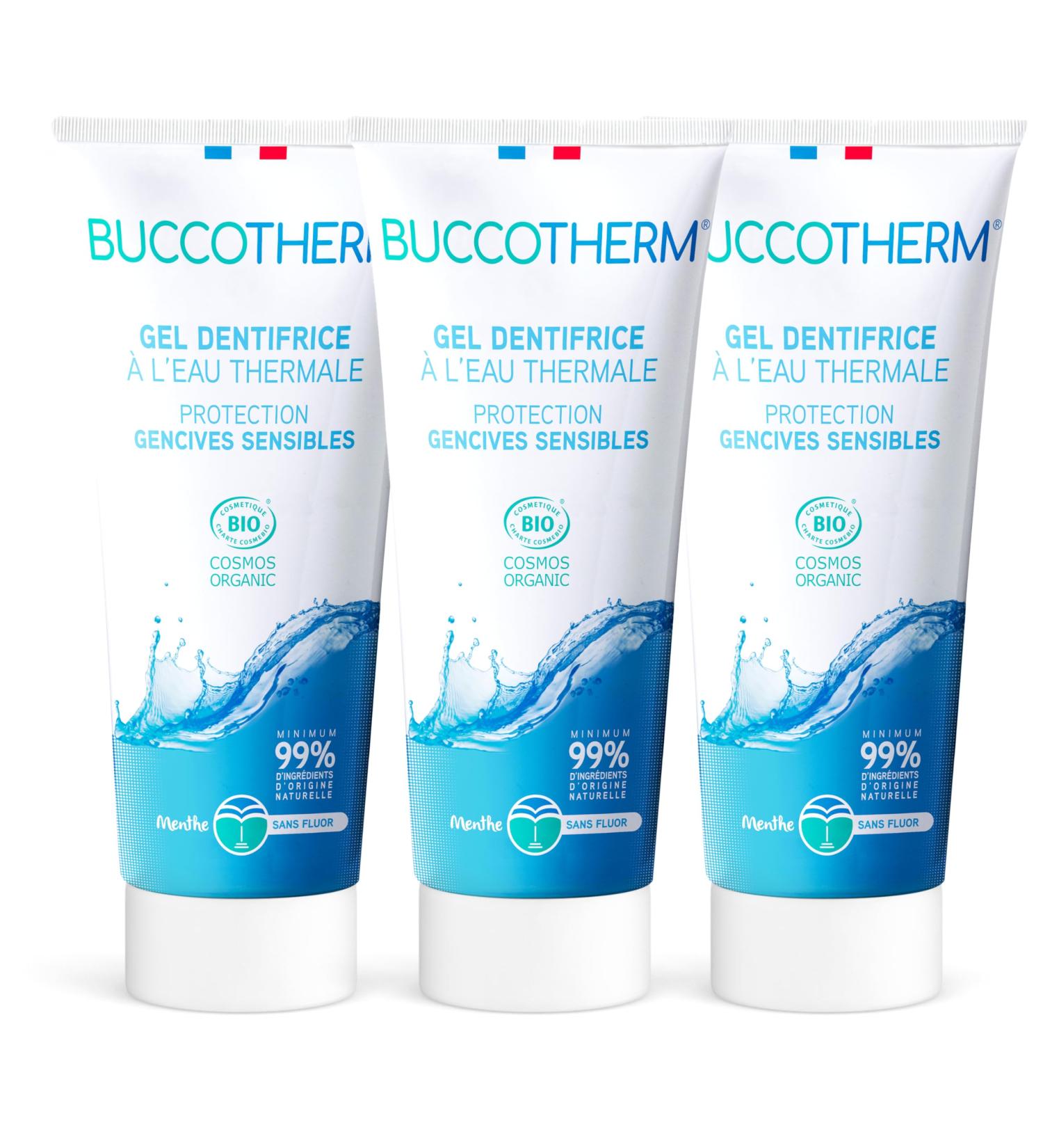 BUCCOTHERM | Sensitive Gum Protection Toothpaste Gel | Reduces bleeding & gum sensitivity | Relieves | Certified Organic | 99% natural ingredients | Pack of 2 2x75 ml - Buy Online on GoSupps.com