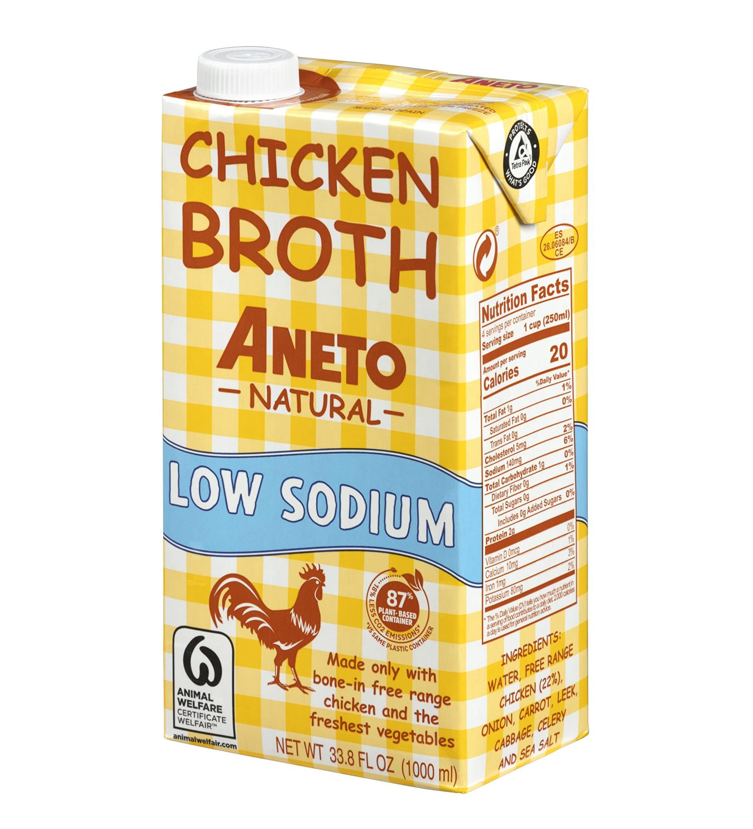 Aneto Low Sodium Chicken Broth 34 Fl Oz - 100% Natural (Pack of 6) - Best Price Online - Buy Online on GoSupps.com