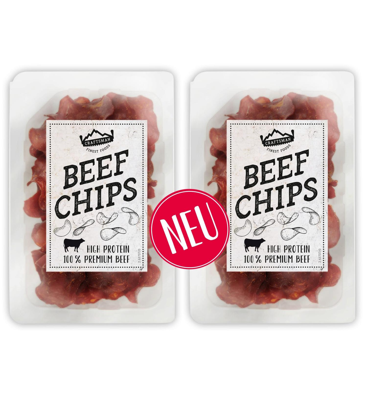 Craftsman Beef Chips | 100% Gluten-Free Smoked Beef Jerky | Crispy Protein-Rich Meat Snack | Perfect for Parties - 2 Packs (30g Each) - Buy Online on GoSupps.com