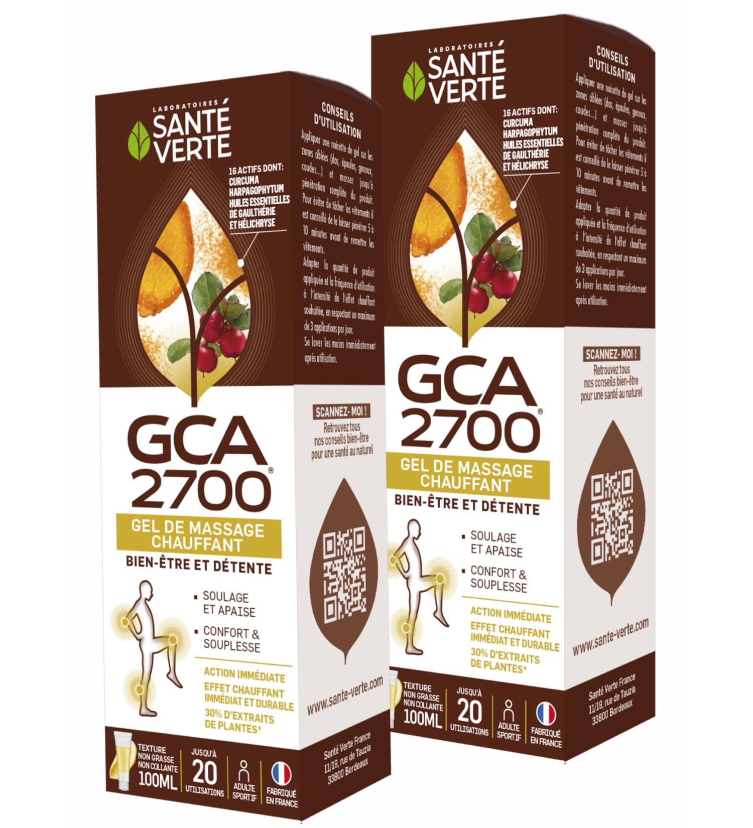 GCA 2700 gel - Gel Chauffant qui r unit 16 actifs cibl s dont l Harpagophytum l H lichryse et la Gaulth rie - Lot de 2 Tubes de 100 ml - Buy Online on GoSupps.com