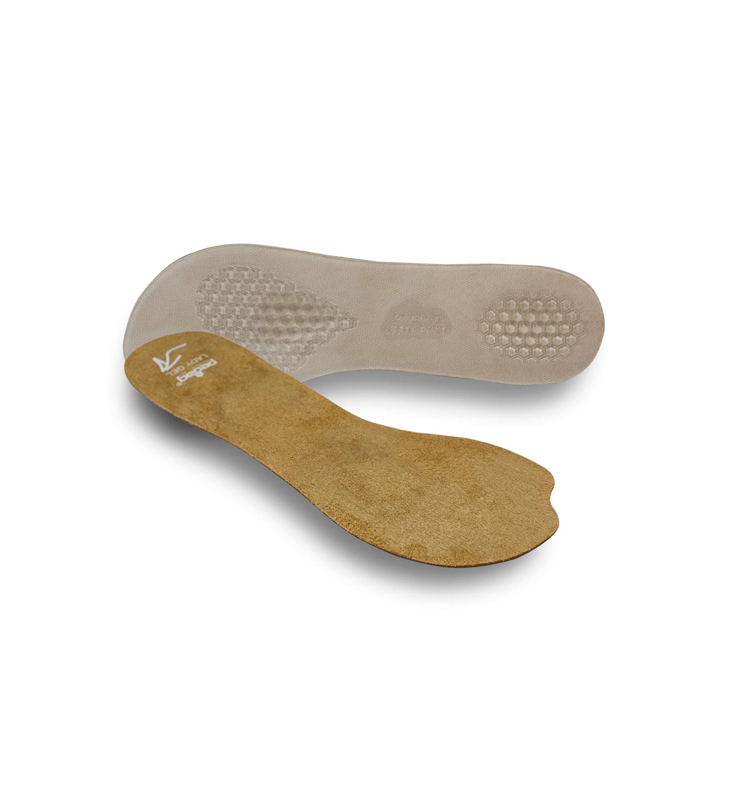 Pedag Lady Gel Insoles | Made in Germany | Ultra Thin Metatarsal & Heel Pads for High Heels | Velour Top | Size Medium US 8-10 / EU 38-40 | Tan | 1 Pair - Buy Online on GoSupps.com