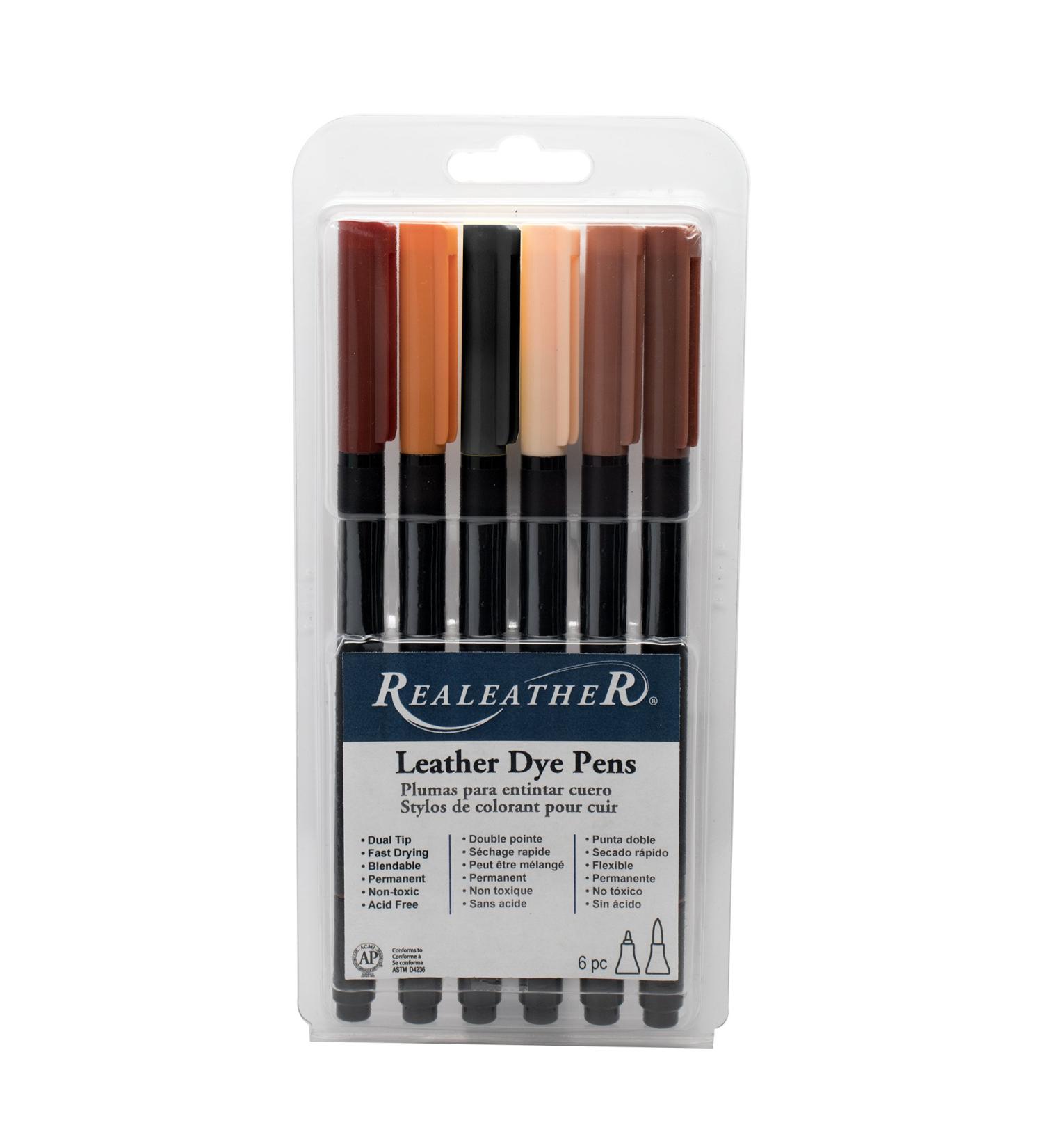 Realeather F2400-01 Earth Tones Leather Dye Marker Pens (6 Pack) - Buy Online on GoSupps.com