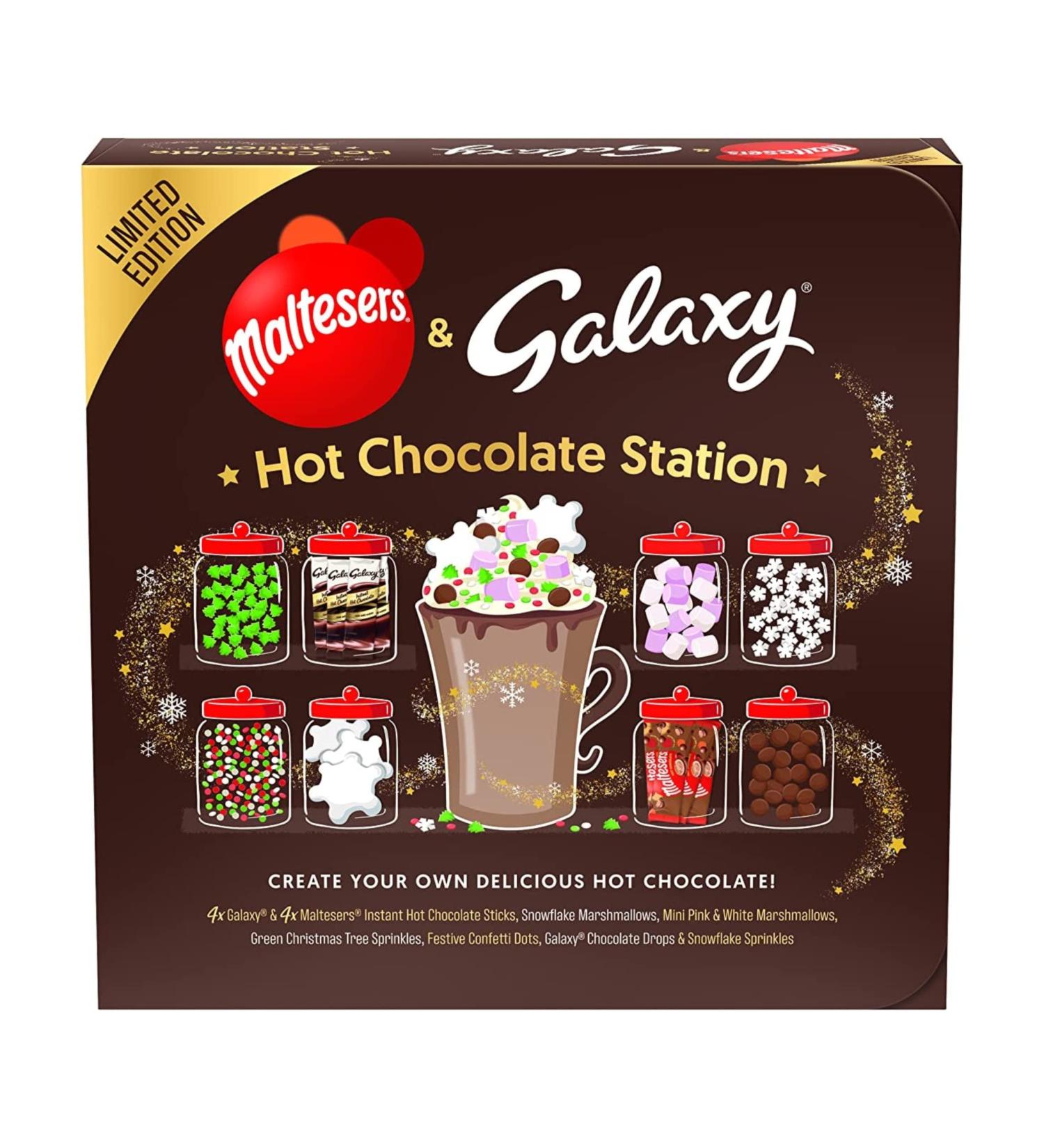 Maltesers & Galaxy Hot Chocolate Station Gift Set - Bulk Sachets with 6 Toppings | Perfect Christmas Gift for Men - Buy Online on GoSupps.com