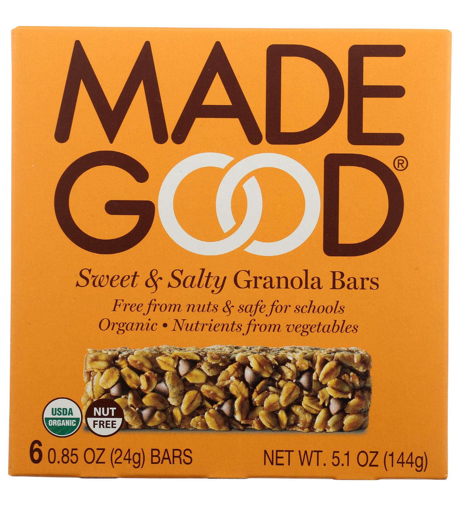 MADEGOOD Organic Sweet & Salty Granola Bars - 6 Count, 5.1 oz | Healthy Snack Option - Buy Online on GoSupps.com