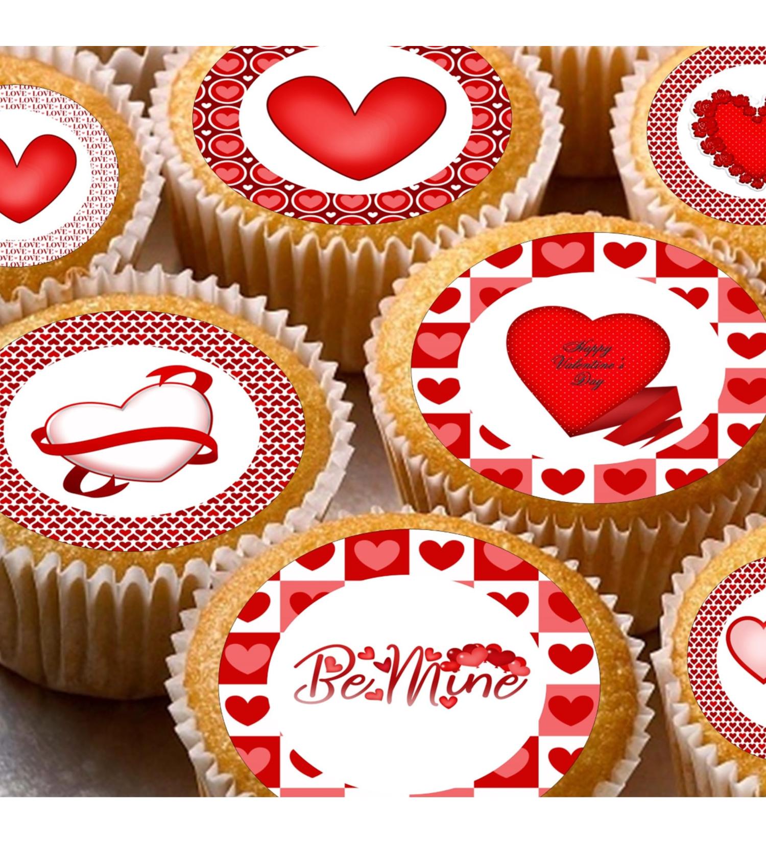 24 Valentine Hearts PRE CUT edible birthday party Cupcake Cake Toppers Wafer Rice Paper precut decoration