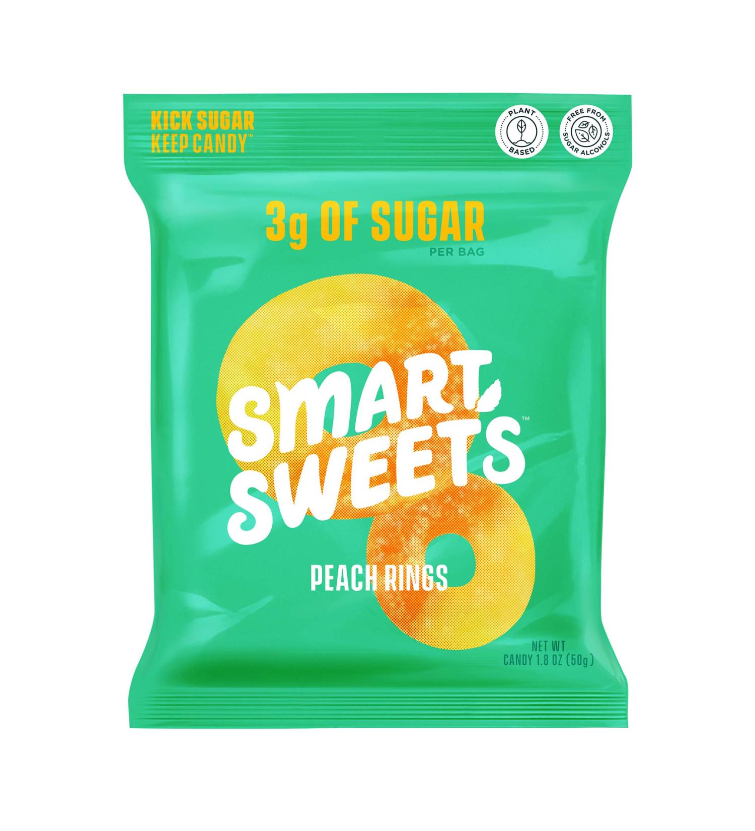 SmartSweets Peach Rings - Guilt-Free Candy, 1.8 OZ | Low Sugar, Vegan Treats - Buy Online on GoSupps.com