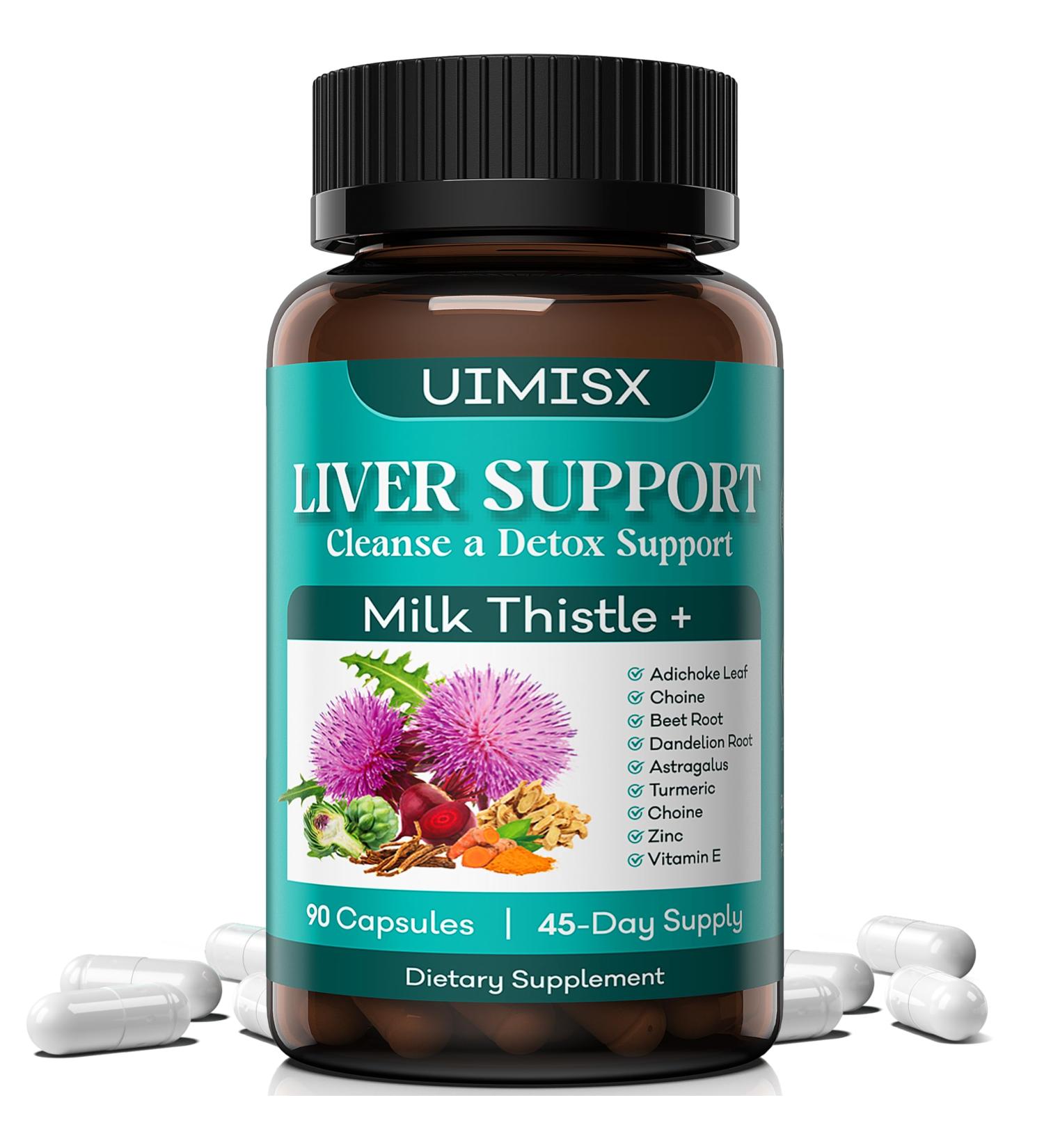 Milk Thistle Supplement - Liver Detox Cleanse Formula Herbal Liver Support with Milk Thistle Dandelion Root Artichoke Turmeric Astragalus for Liver Health 90 Capsules 90 Count (Pack of 1) - Buy Online on GoSupps.com