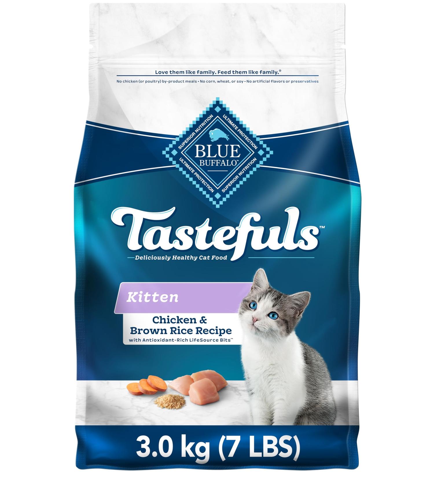 Blue Buffalo Healthy Growth Natural Kitten Dry Cat Food Chicken And Brown Rice 3.1kg bag Medium Bag Kiteen - Buy Online on GoSupps.com